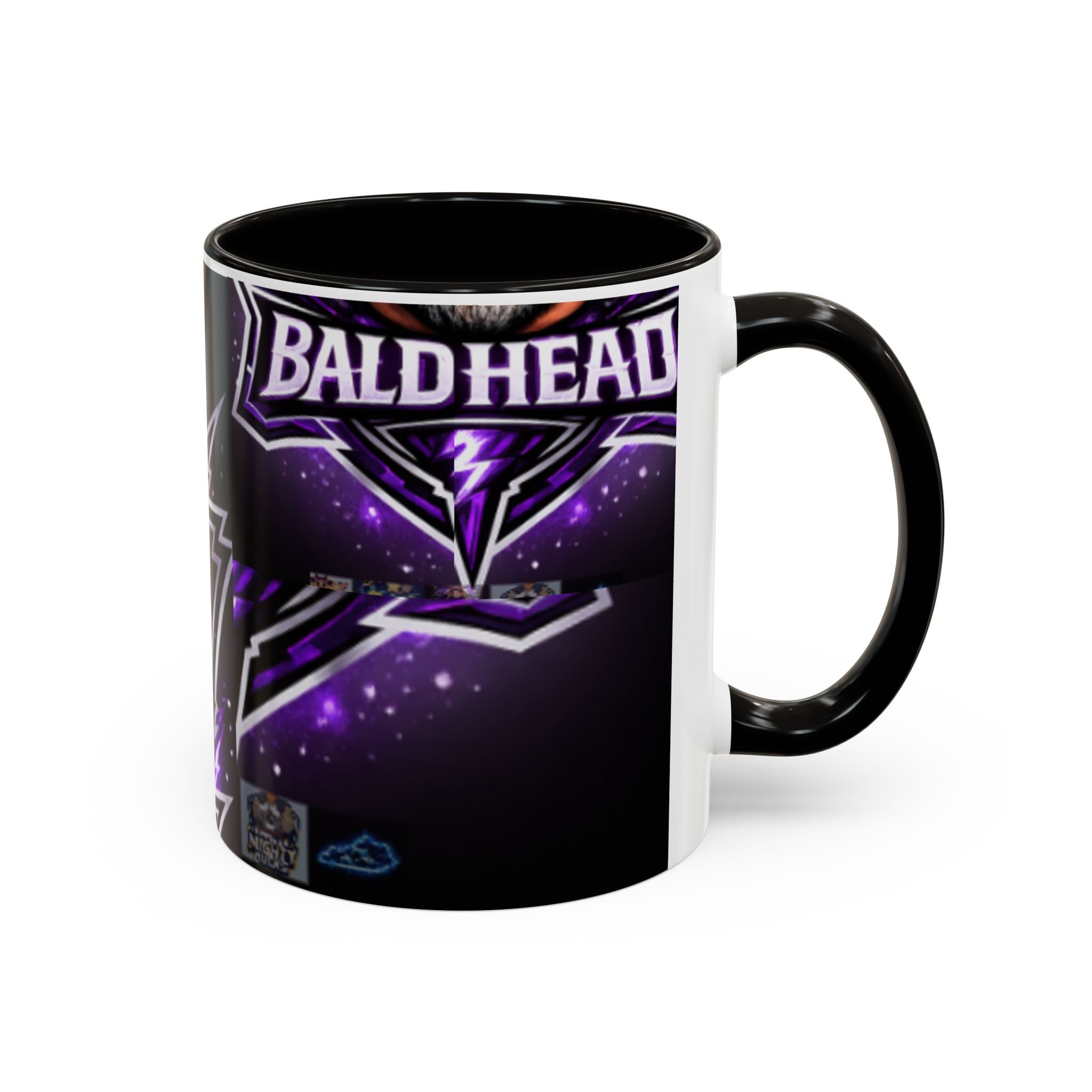 Bald Headed Gamer Purple Lightning Coffee Mug (11oz/15oz)