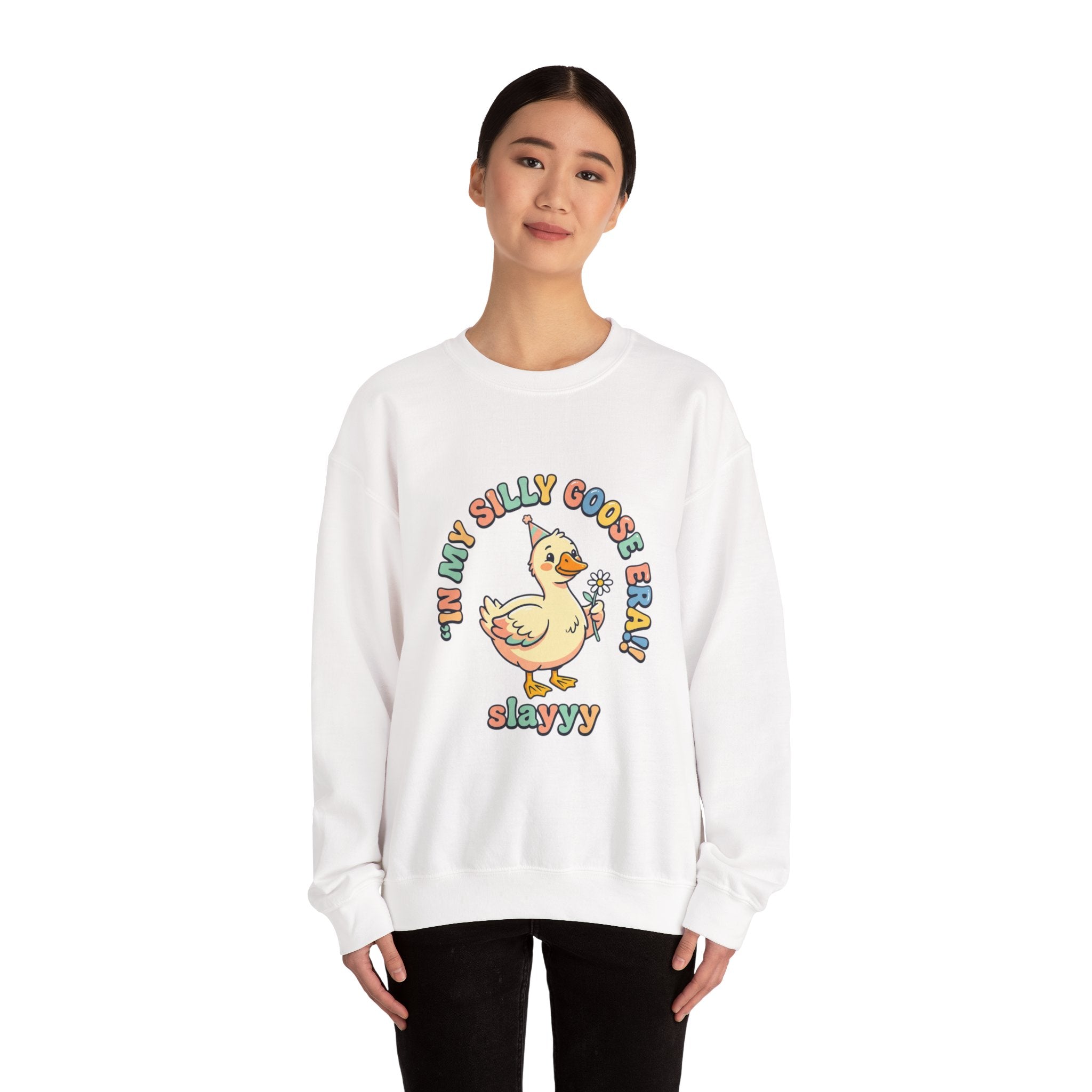 silly goose, vintage duckling crewneck Sweatshirt | wholesome meme, cute animal pun
