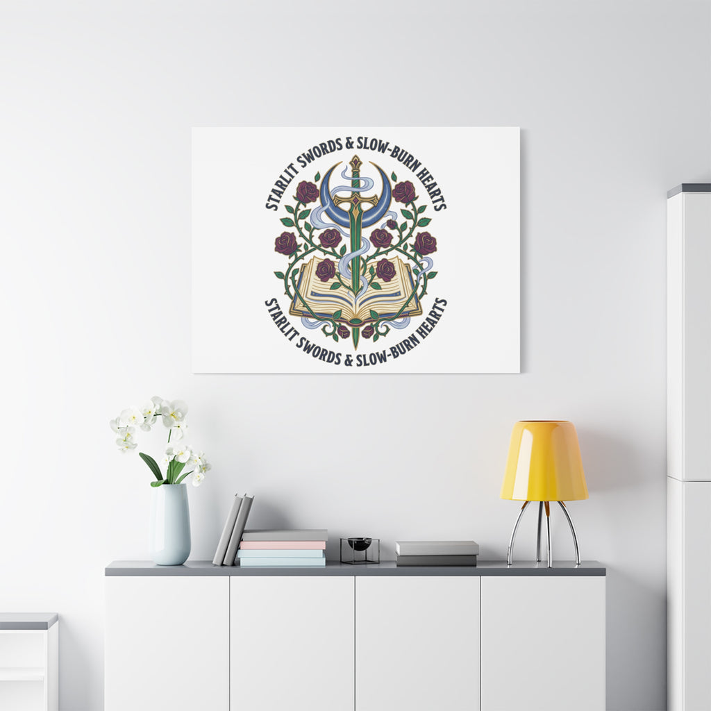 Starlit Swords & Slow‑Burn Hearts Canvas | Romantasy, Book Lover Art