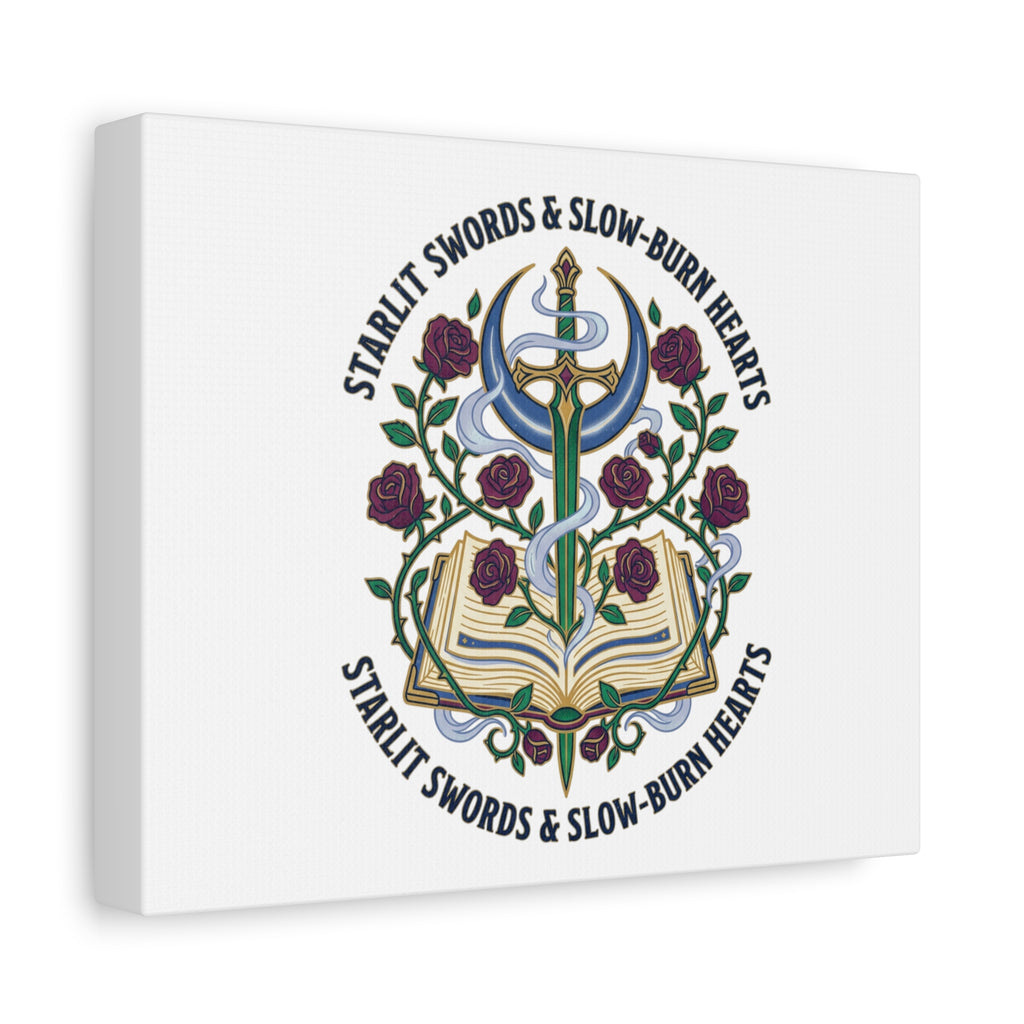Starlit Swords & Slow‑Burn Hearts Canvas | Romantasy, Book Lover Art