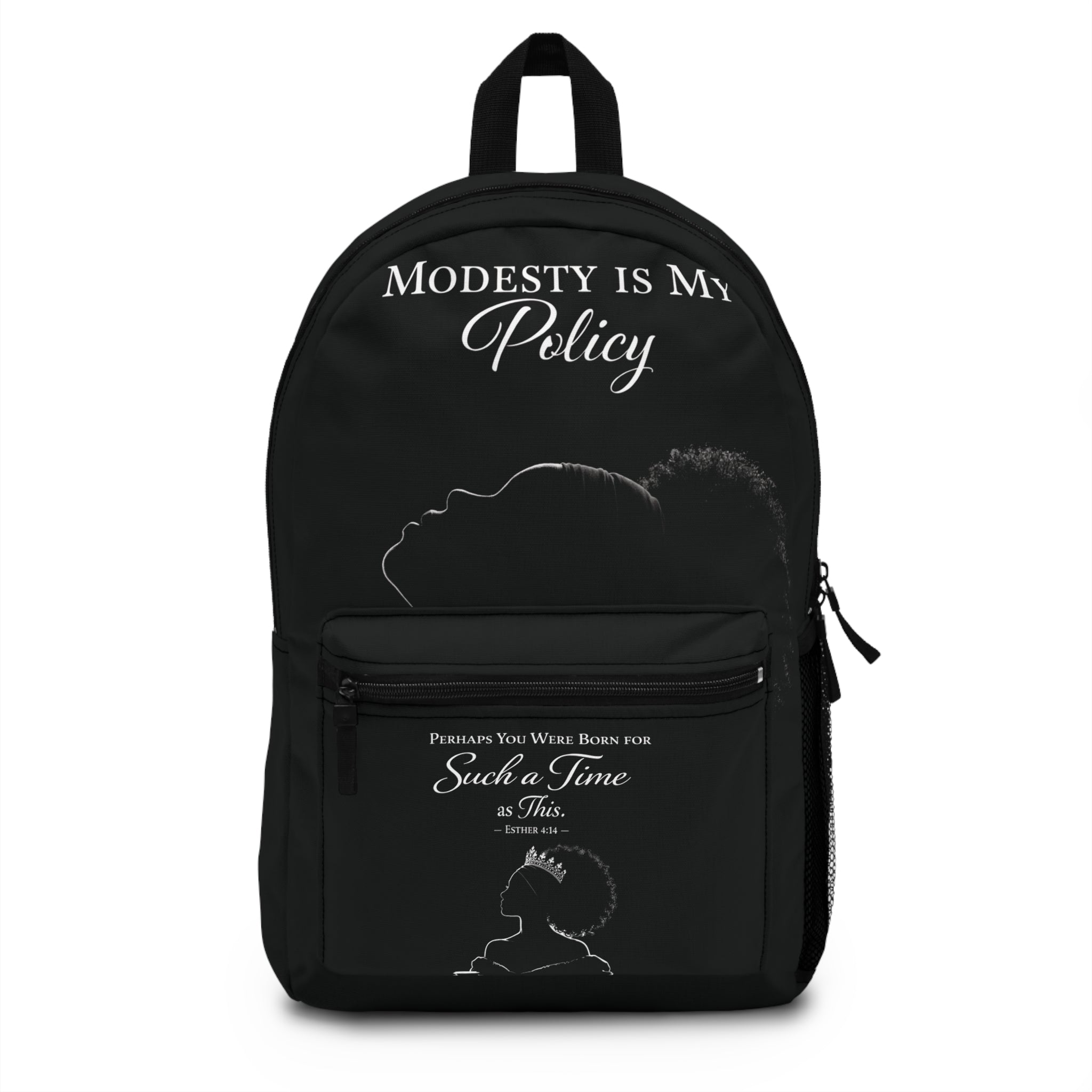 Modesty Is My Policy Backpack — Inspirational Black Faith & Modesty School Bag