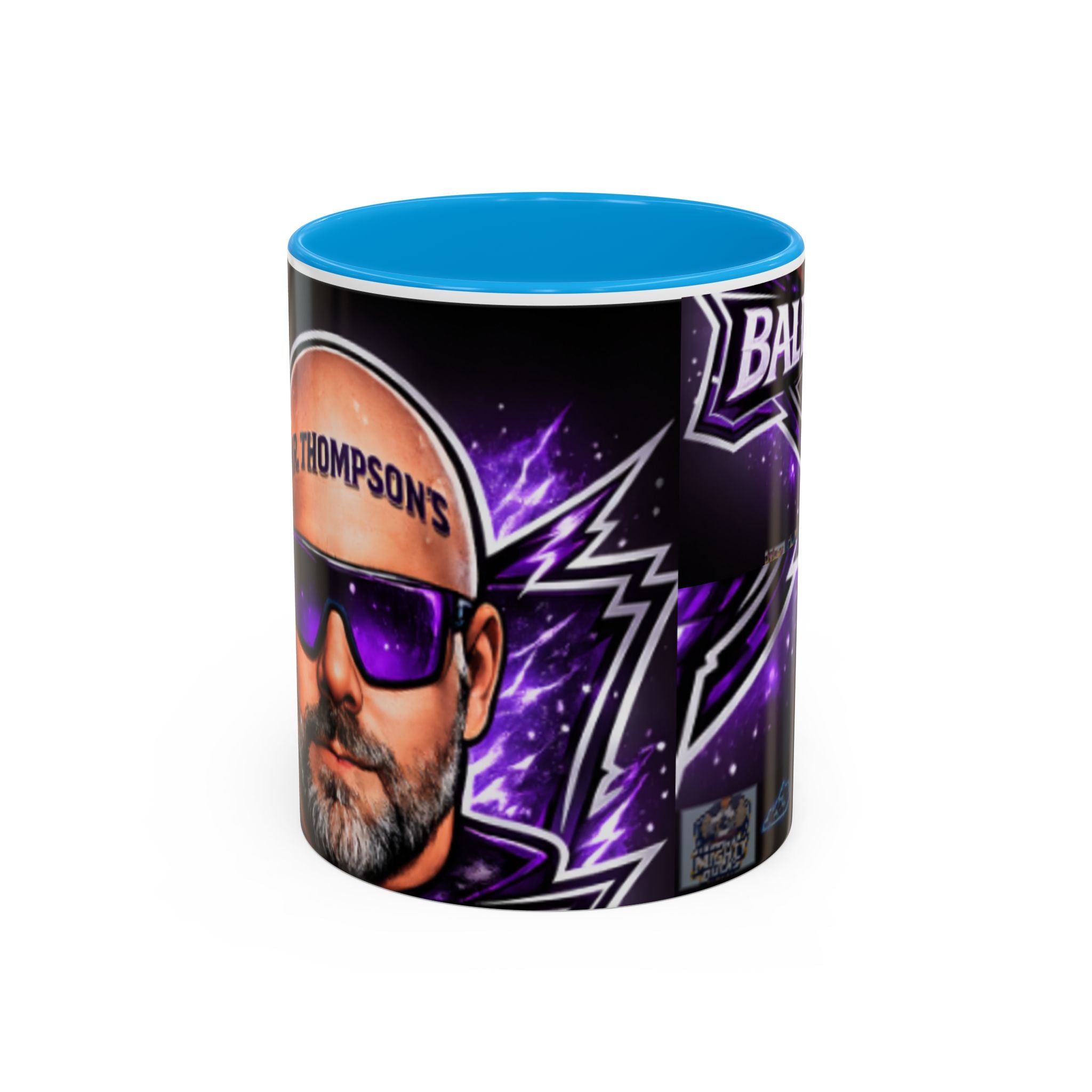 Bald Headed Gamer Purple Lightning Coffee Mug (11oz/15oz)