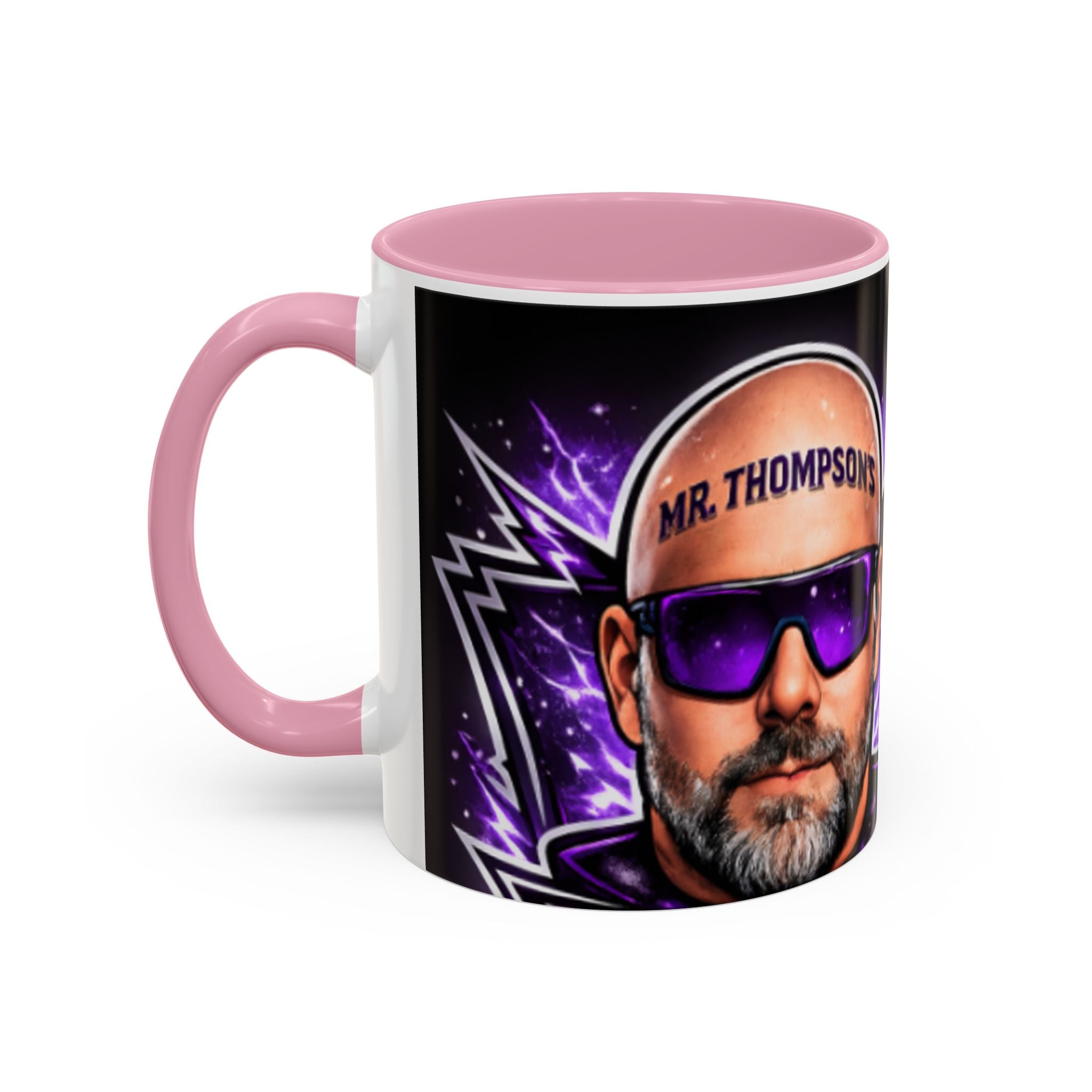 Bald Headed Gamer Purple Lightning Coffee Mug (11oz/15oz)
