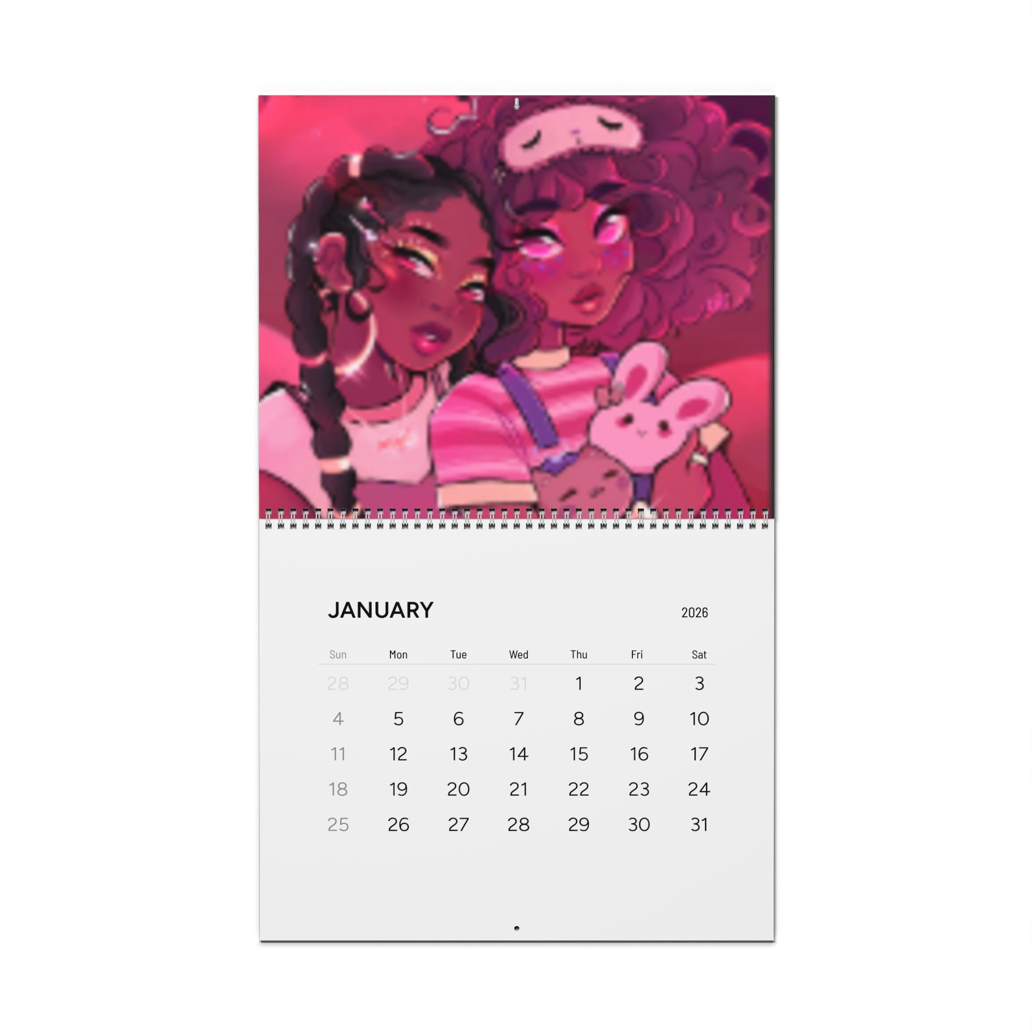 2026 Kawaii Anime Art Wall Calendar — Cute Girls Monthly Planner
