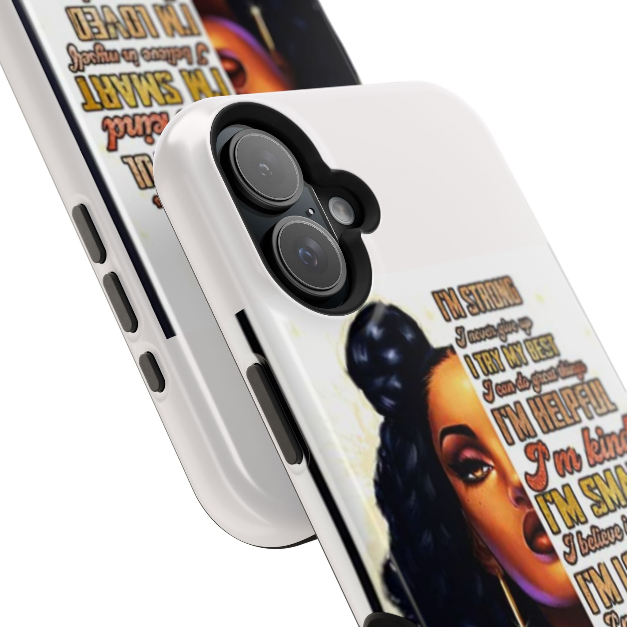 Inspirational Black Woman Phone Case — "I'm Strong... I'm Happy" Magnetic Impact-Resistant Case