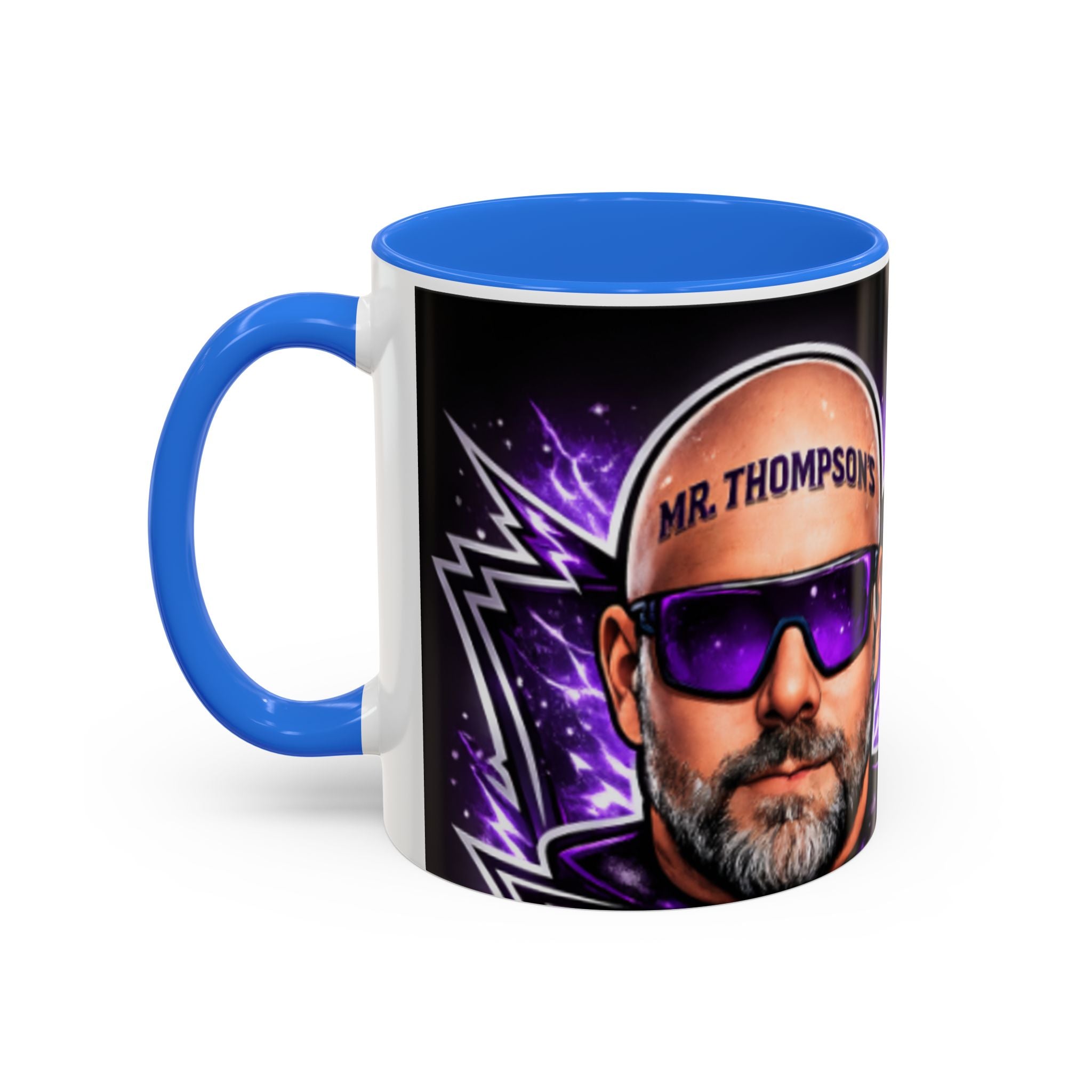 Bald Headed Gamer Purple Lightning Coffee Mug (11oz/15oz)