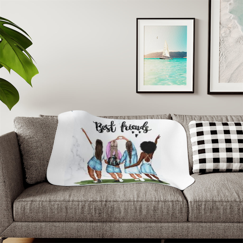 Best Friends Sherpa Blanket — Cozy Two-Tone Friends Throw