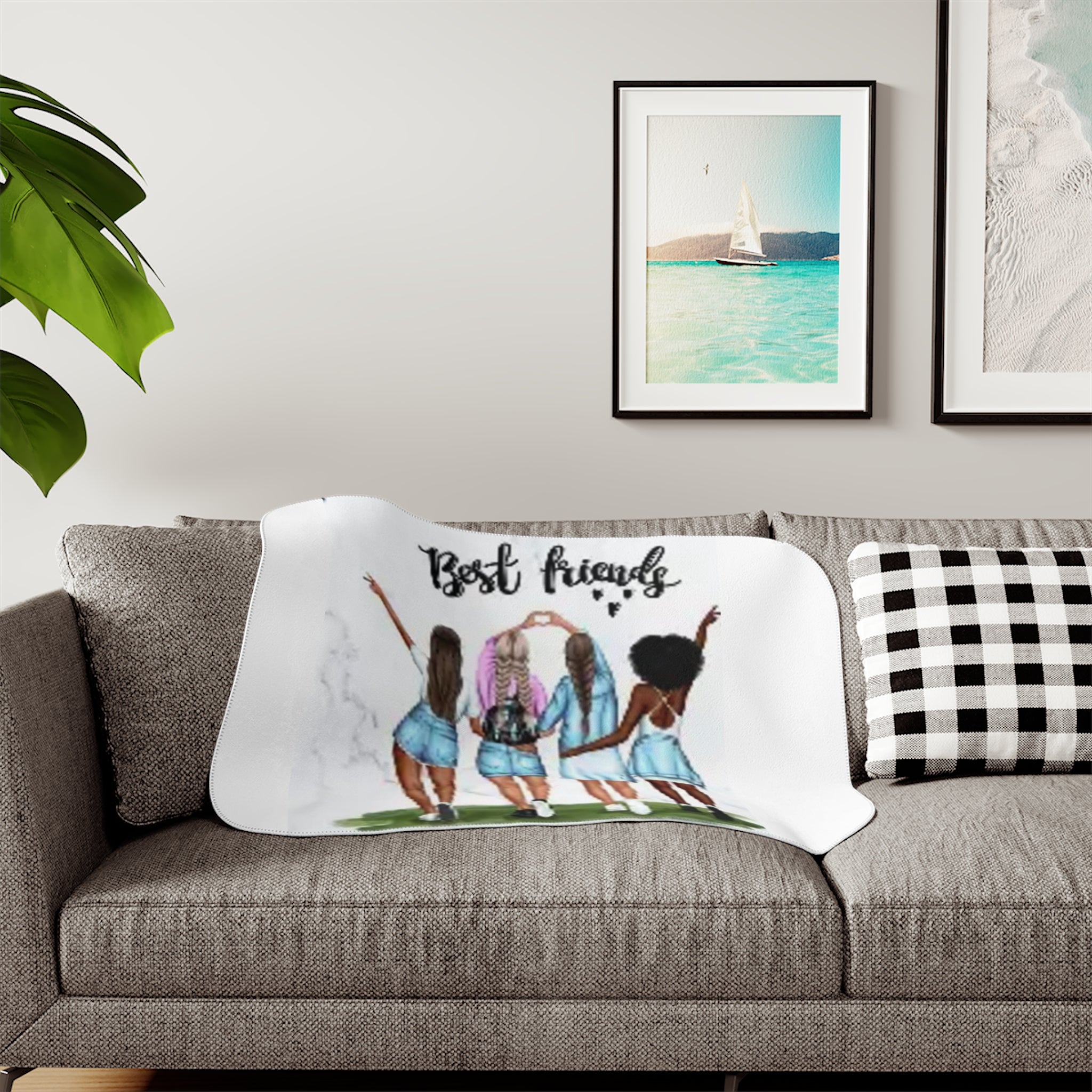 Best Friends Sherpa Blanket — Cozy Two-Tone Friends Throw