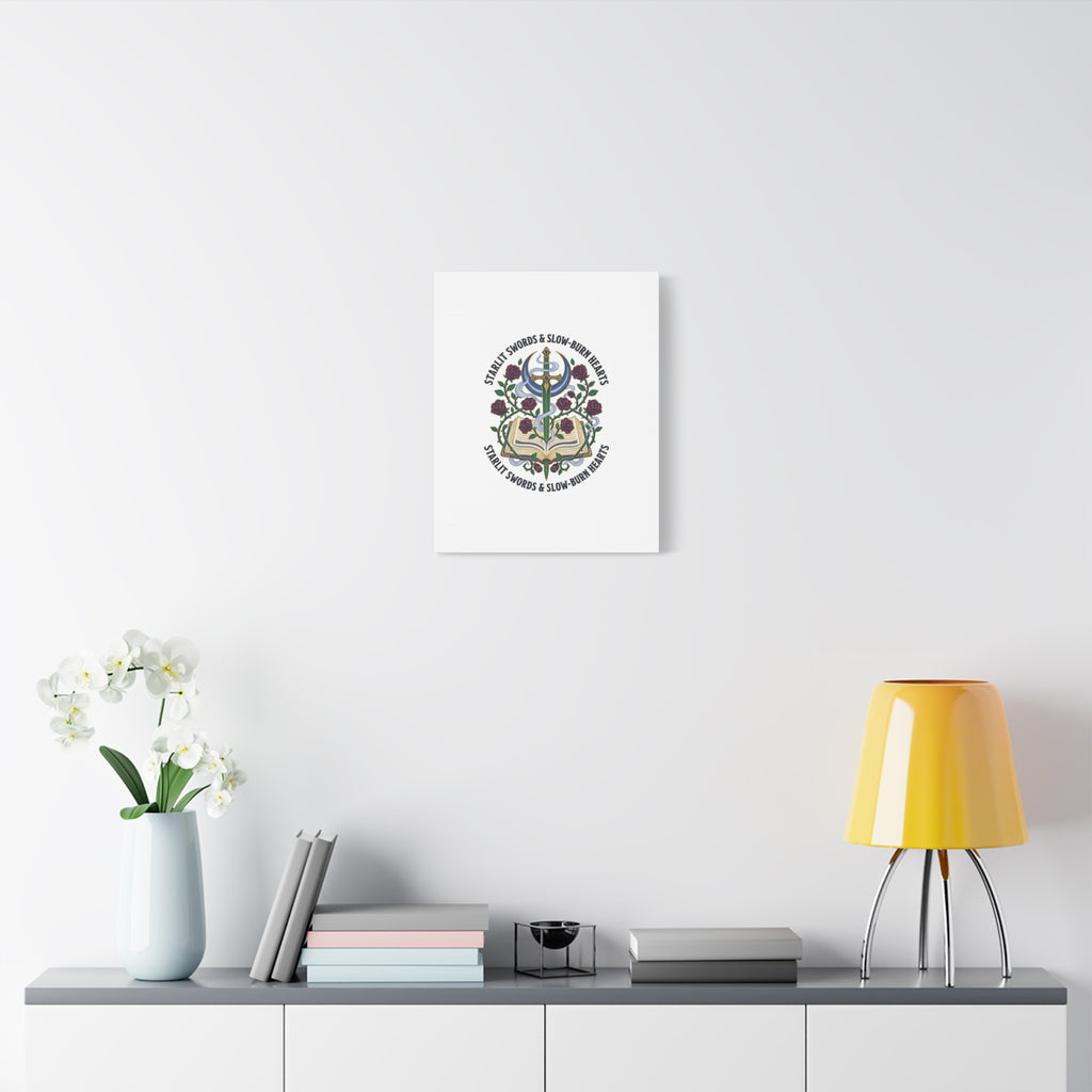 Starlit Swords & Slow‑Burn Hearts Canvas | Romantasy, Book Lover Art