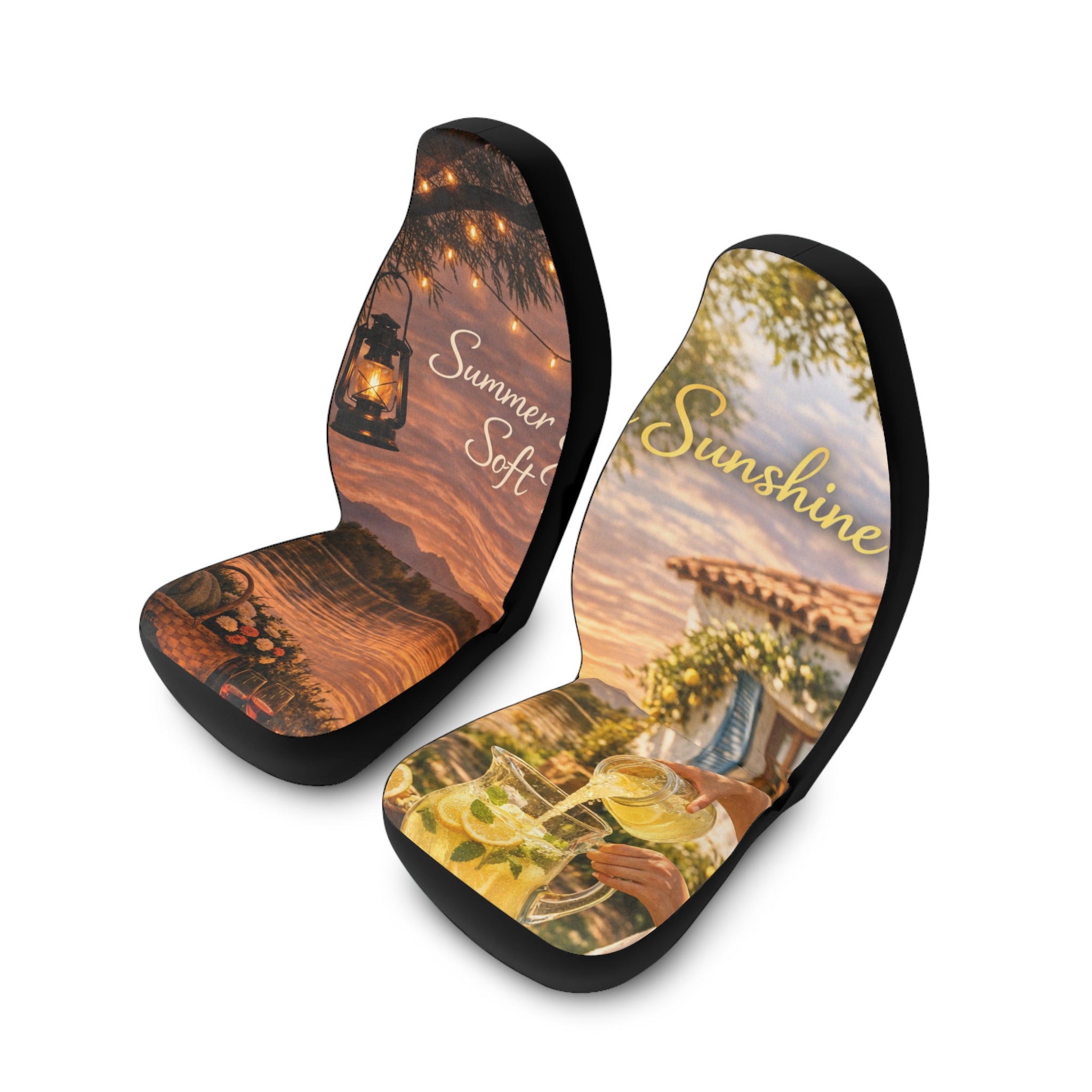 Summer Sunshine Car Seat Covers — Scenic Polyester Seat Cover Pair
