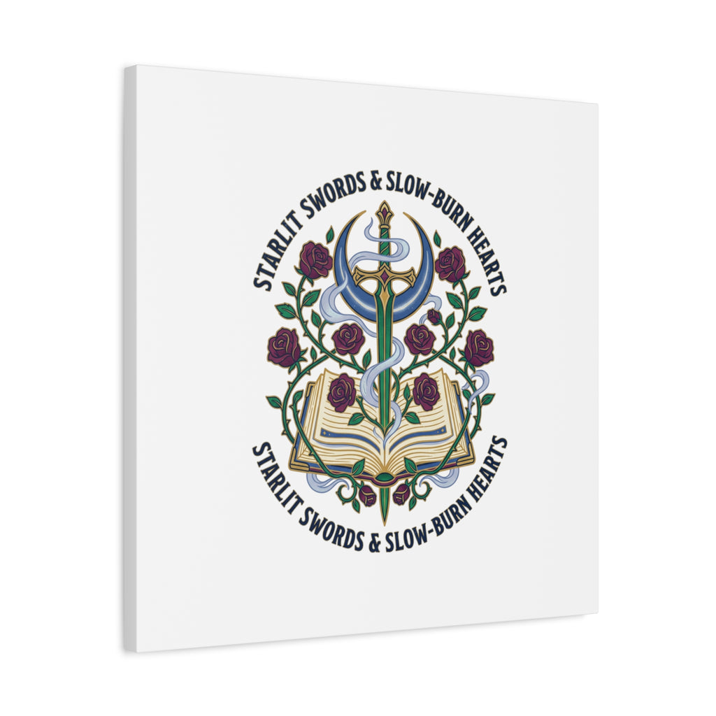 Starlit Swords & Slow‑Burn Hearts Canvas | Romantasy, Book Lover Art