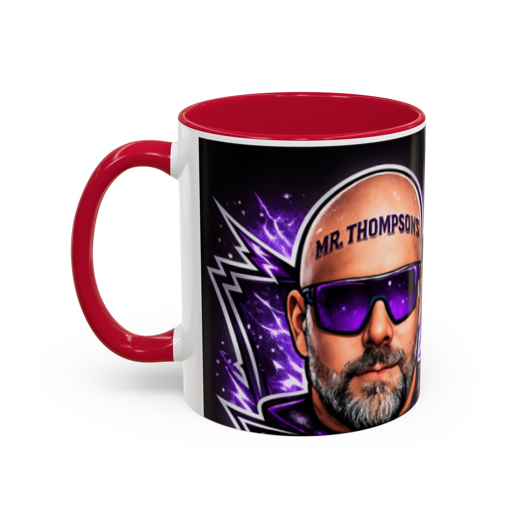 Bald Headed Gamer Purple Lightning Coffee Mug (11oz/15oz)