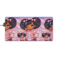 LED Gaming Mouse Pad — Cute Kawaii Afro Girl Pink RGB Desk Mat