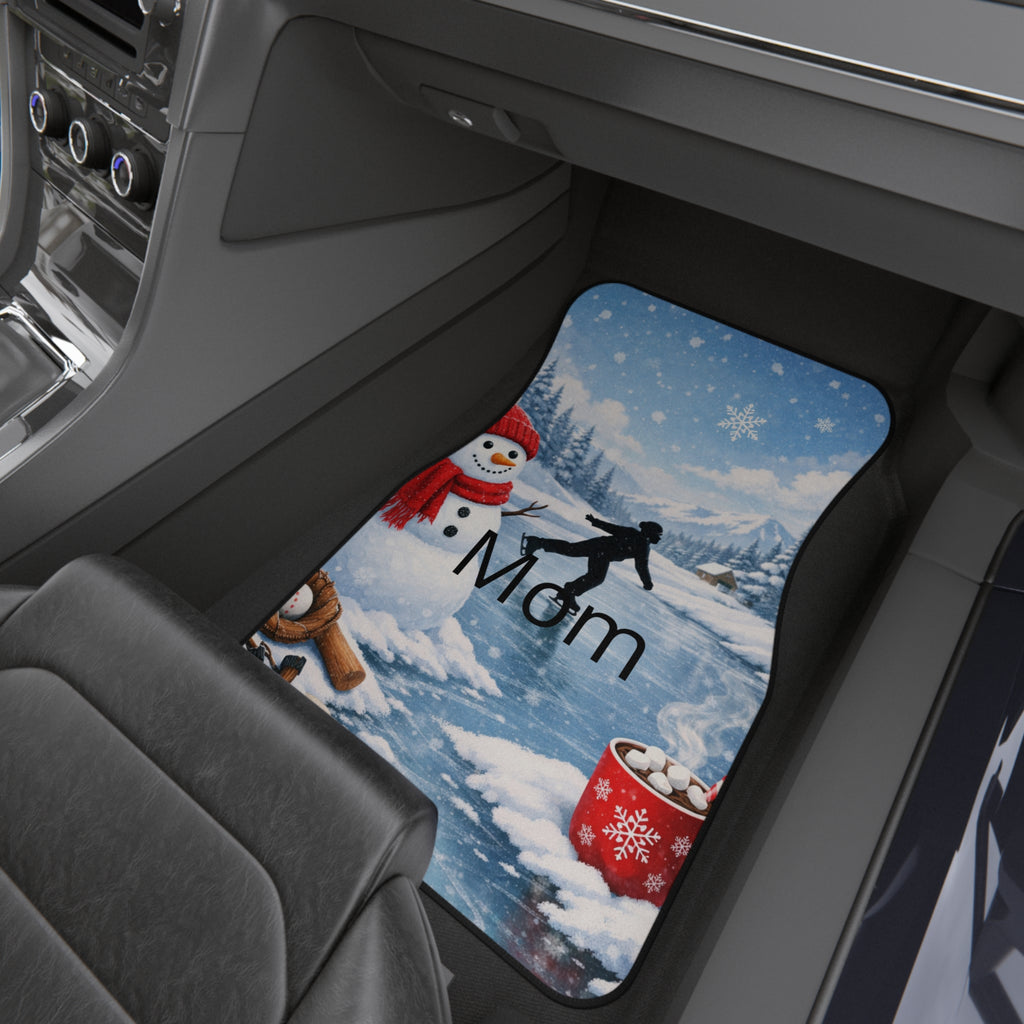Personalized Family Car Floor Mats (Set of 4) — Custom Names: Dad, Mom, Sister, Brother — Seasonal Scenic Designs