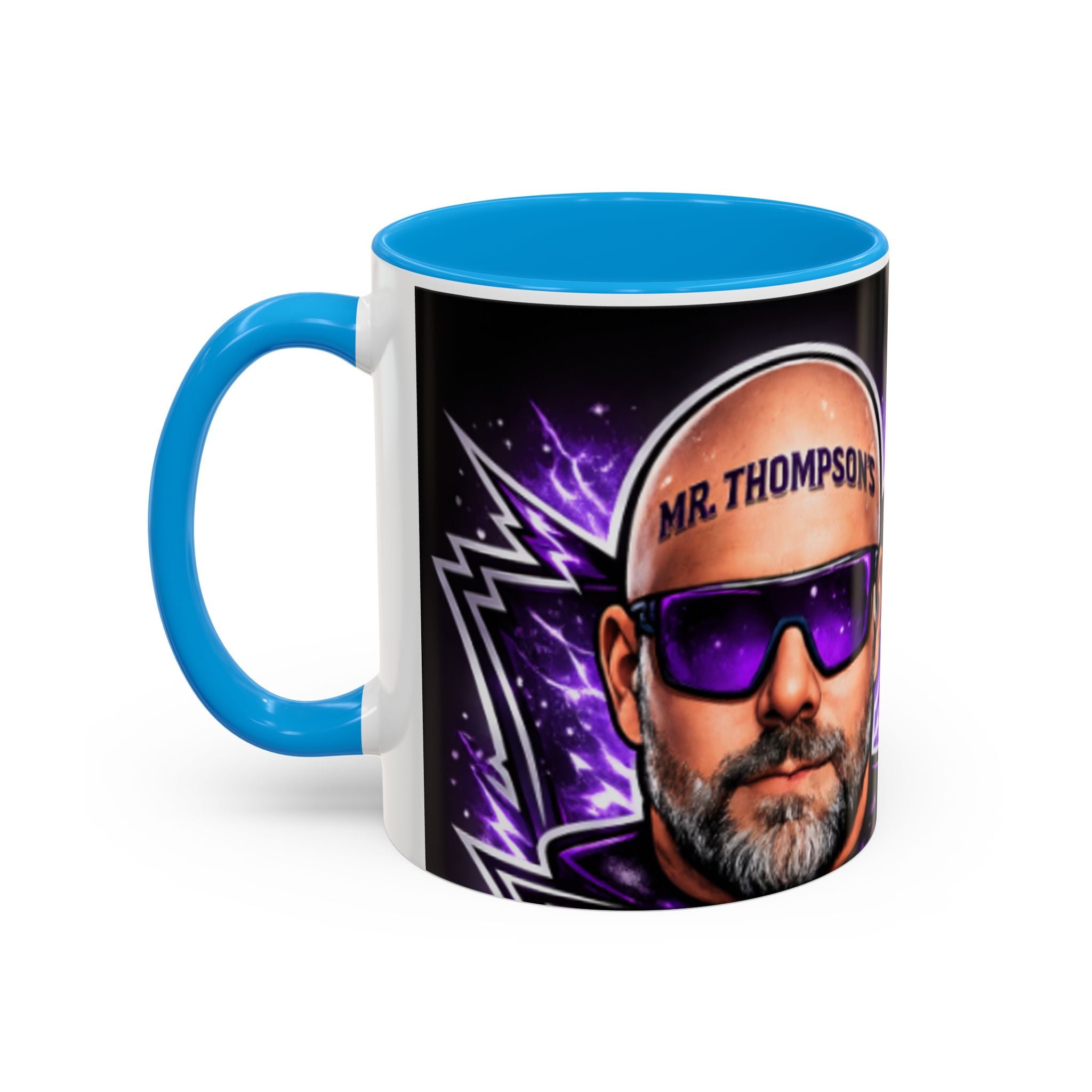 Bald Headed Gamer Purple Lightning Coffee Mug (11oz/15oz)