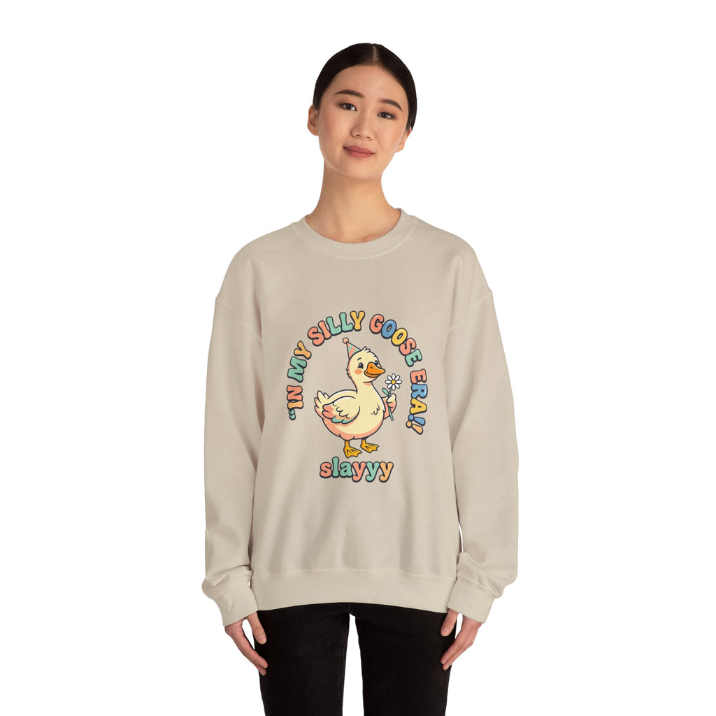 silly goose, vintage duckling crewneck Sweatshirt | wholesome meme, cute animal pun