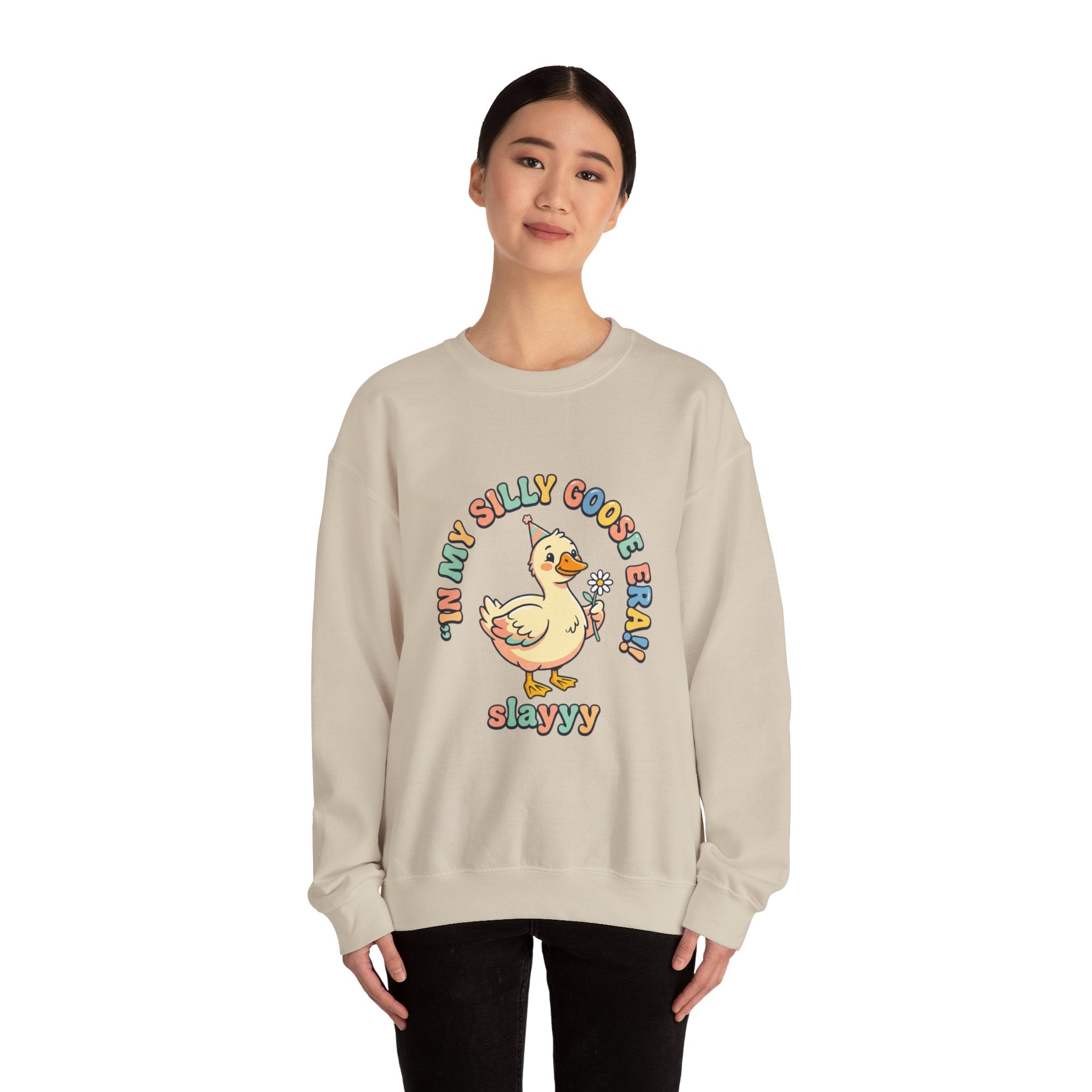 silly goose, vintage duckling crewneck Sweatshirt | wholesome meme, cute animal pun