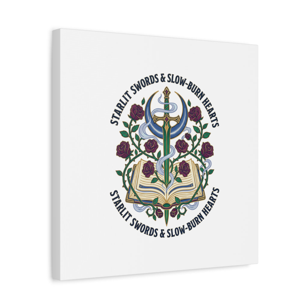 Starlit Swords & Slow‑Burn Hearts Canvas | Romantasy, Book Lover Art