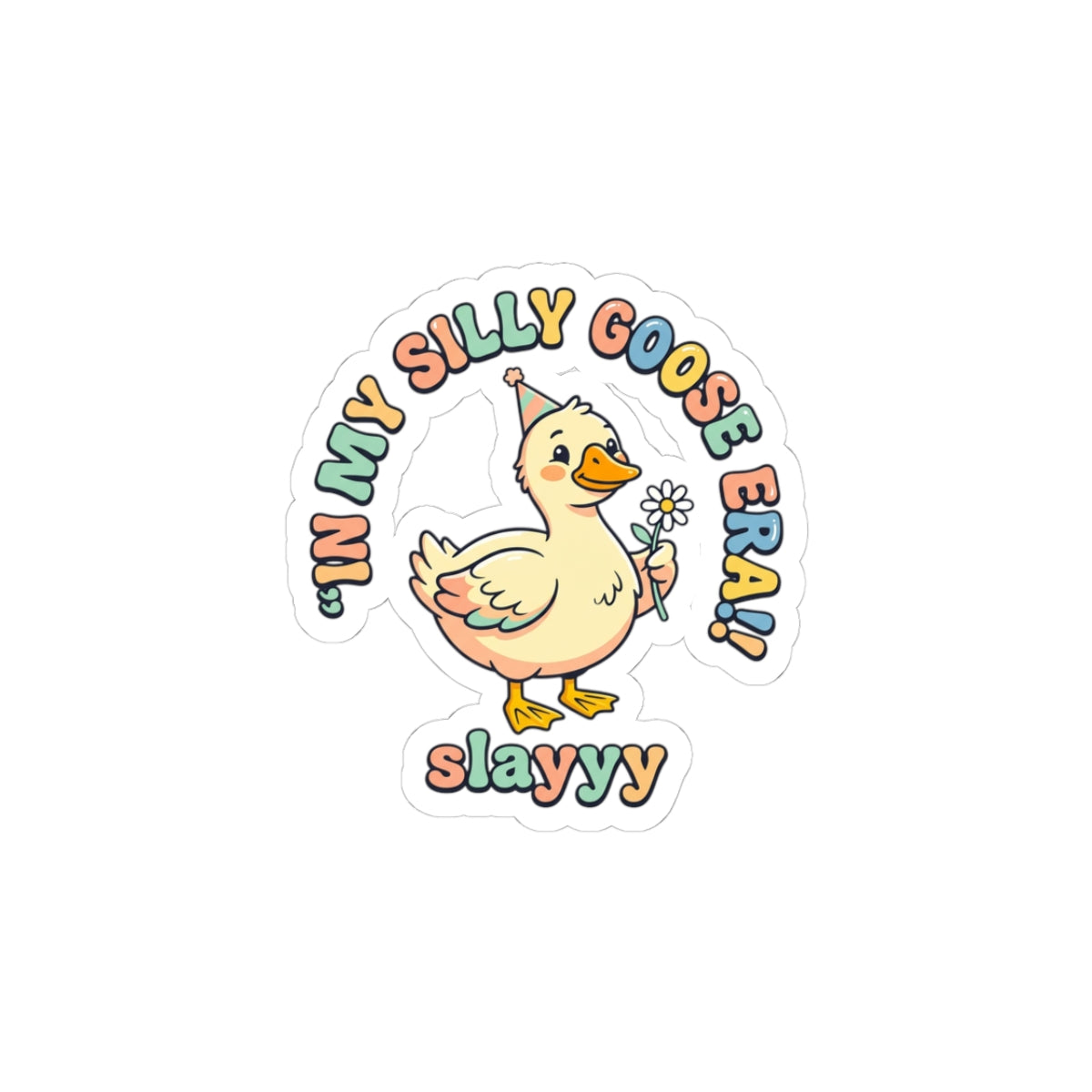 Silly Goose Cute Meme Sticker | wholesome goose, pastel vintage