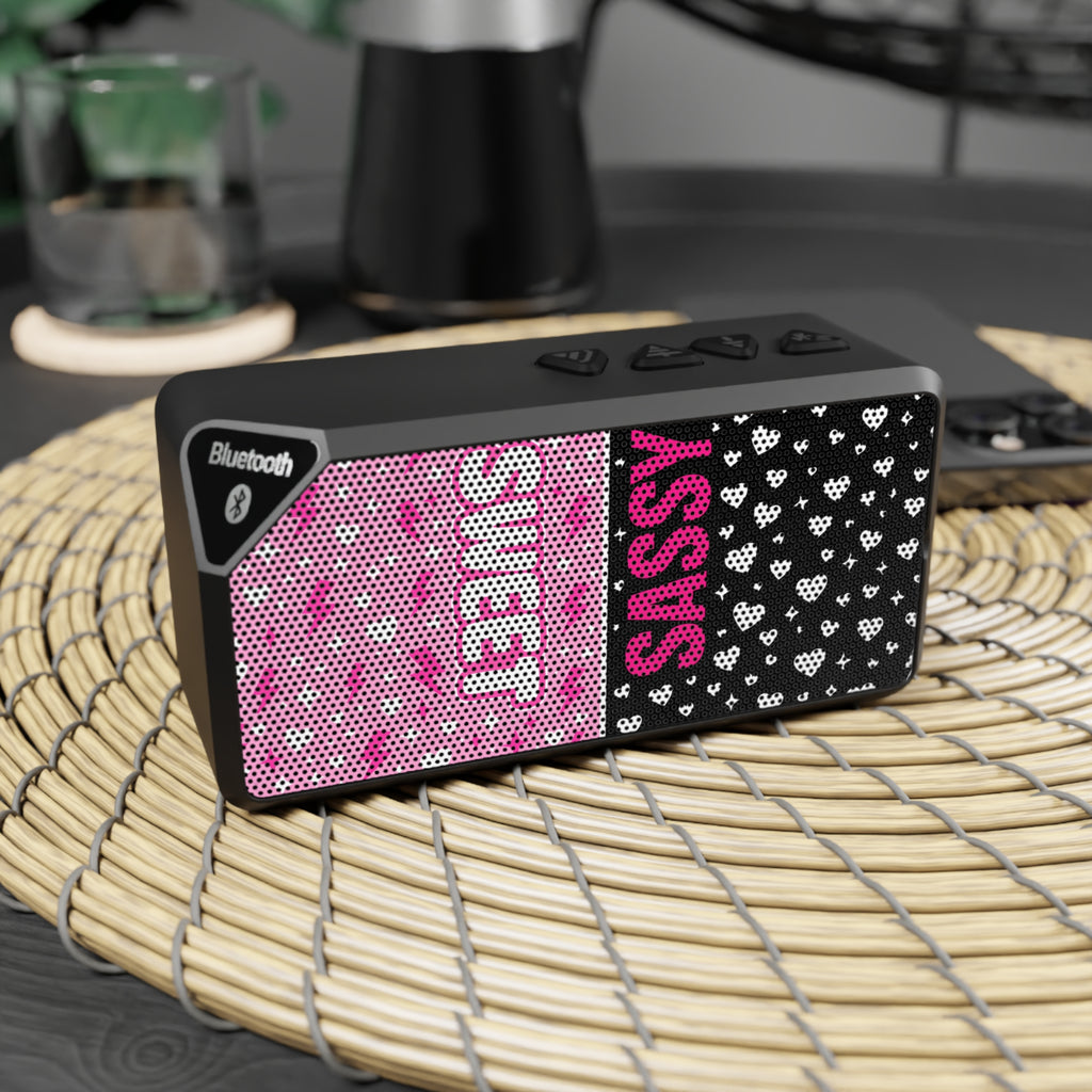 Bluetooth Speaker — “Sweet” Pink & Black Sassy Heart Design