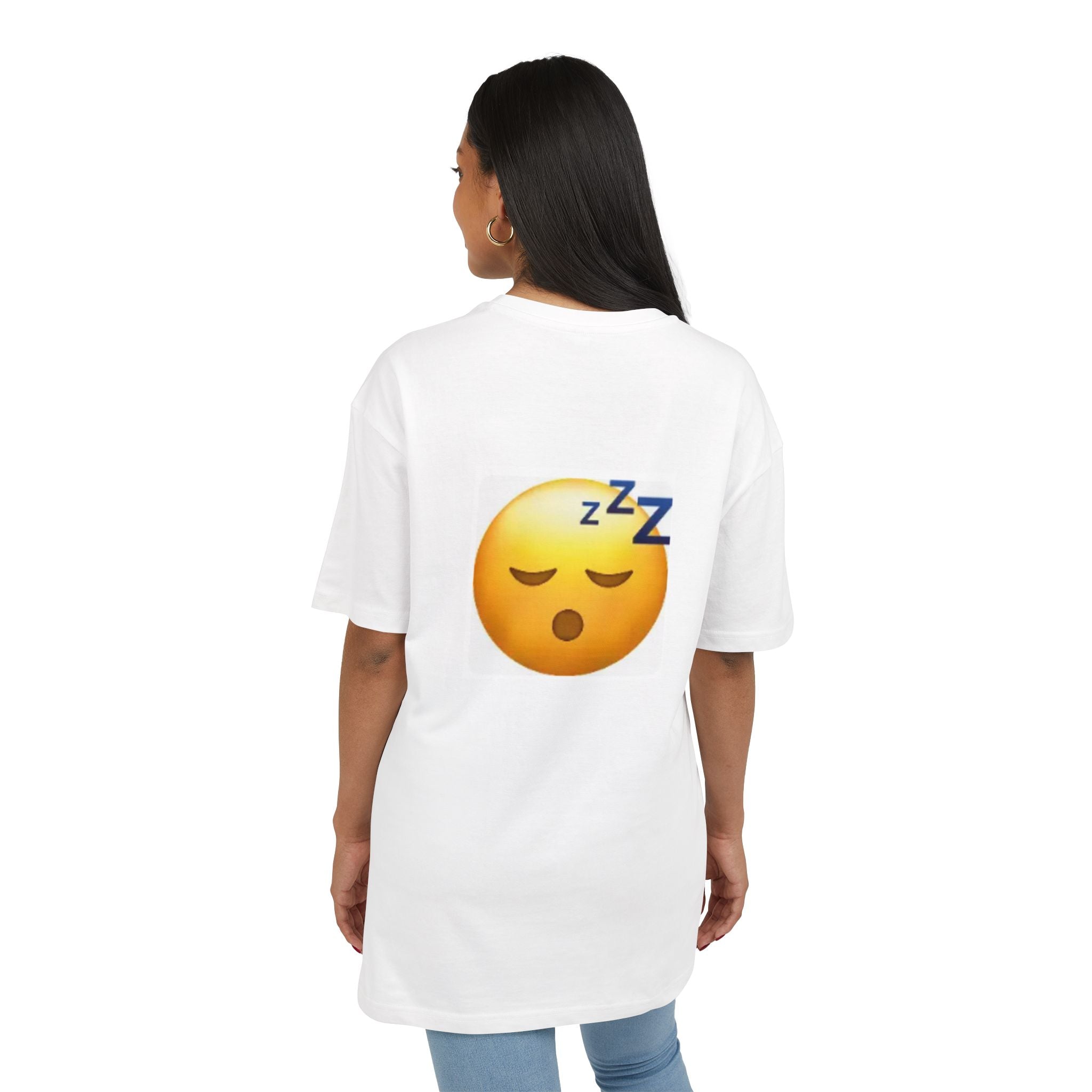 Too Tired To Care Tee — Oversized Sleepy Emoji Graphic T-Shirt