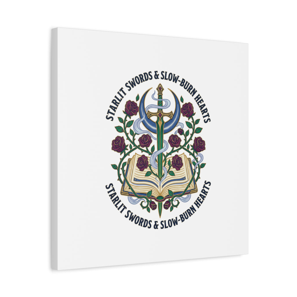 Starlit Swords & Slow‑Burn Hearts Canvas | Romantasy, Book Lover Art