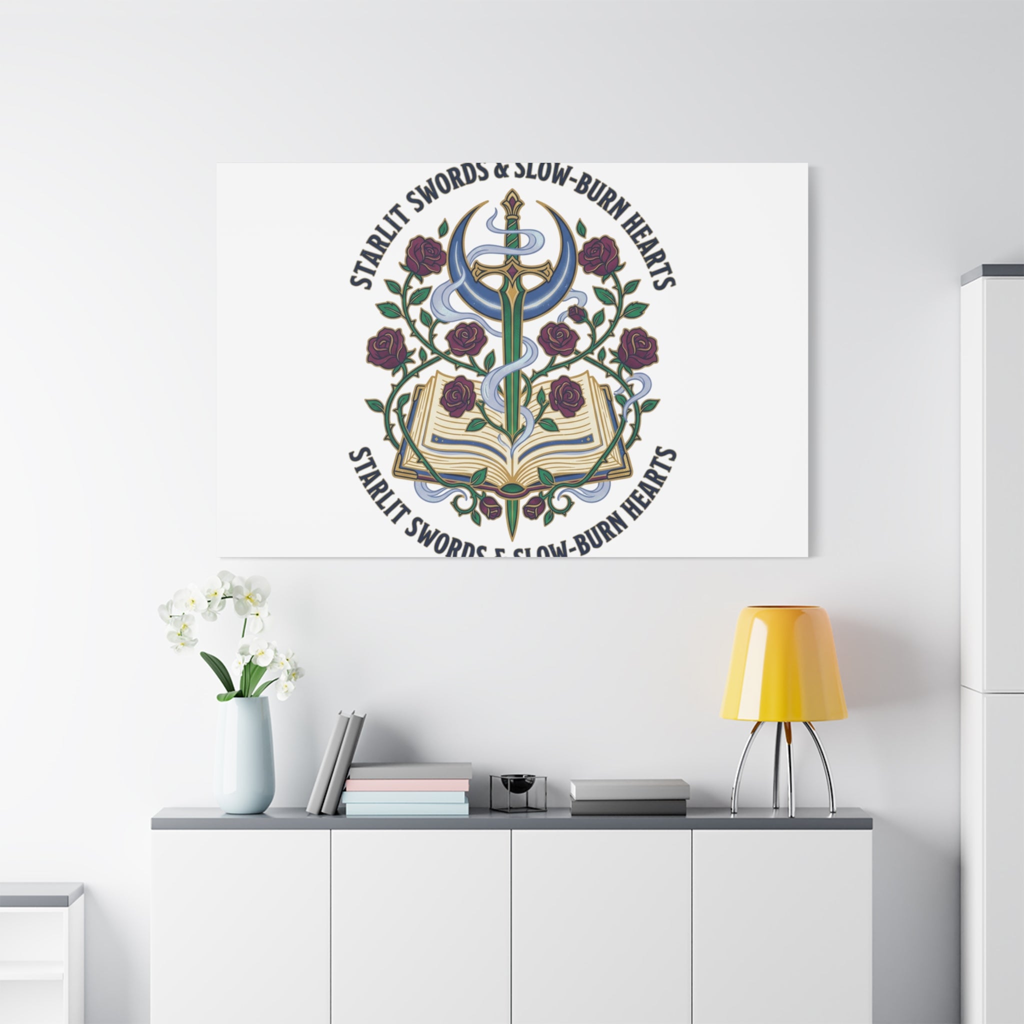 Starlit Swords & Slow‑Burn Hearts Canvas | Romantasy, Book Lover Art
