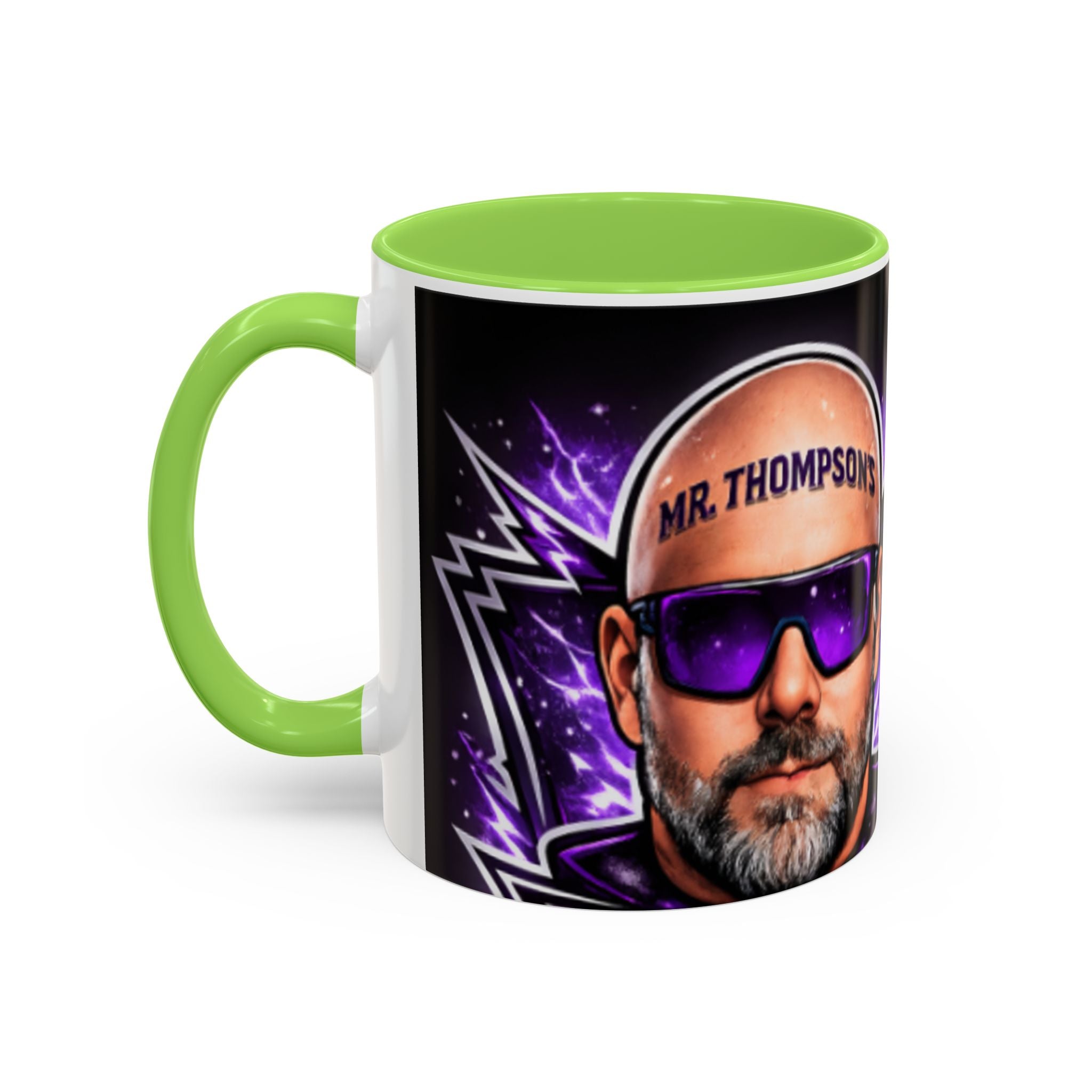 Bald Headed Gamer Purple Lightning Coffee Mug (11oz/15oz)