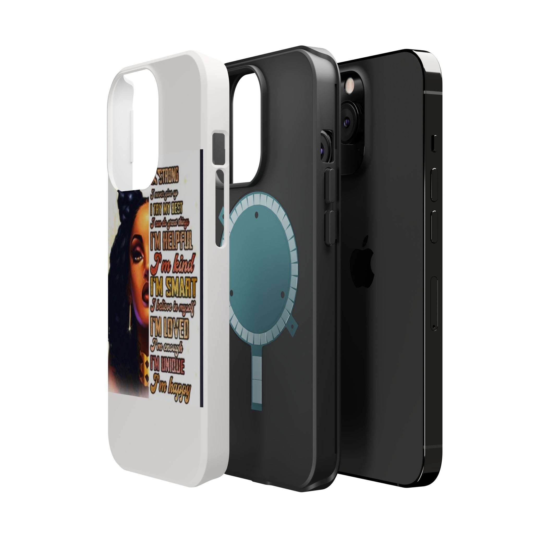 Inspirational Black Woman Phone Case — "I'm Strong... I'm Happy" Magnetic Impact-Resistant Case