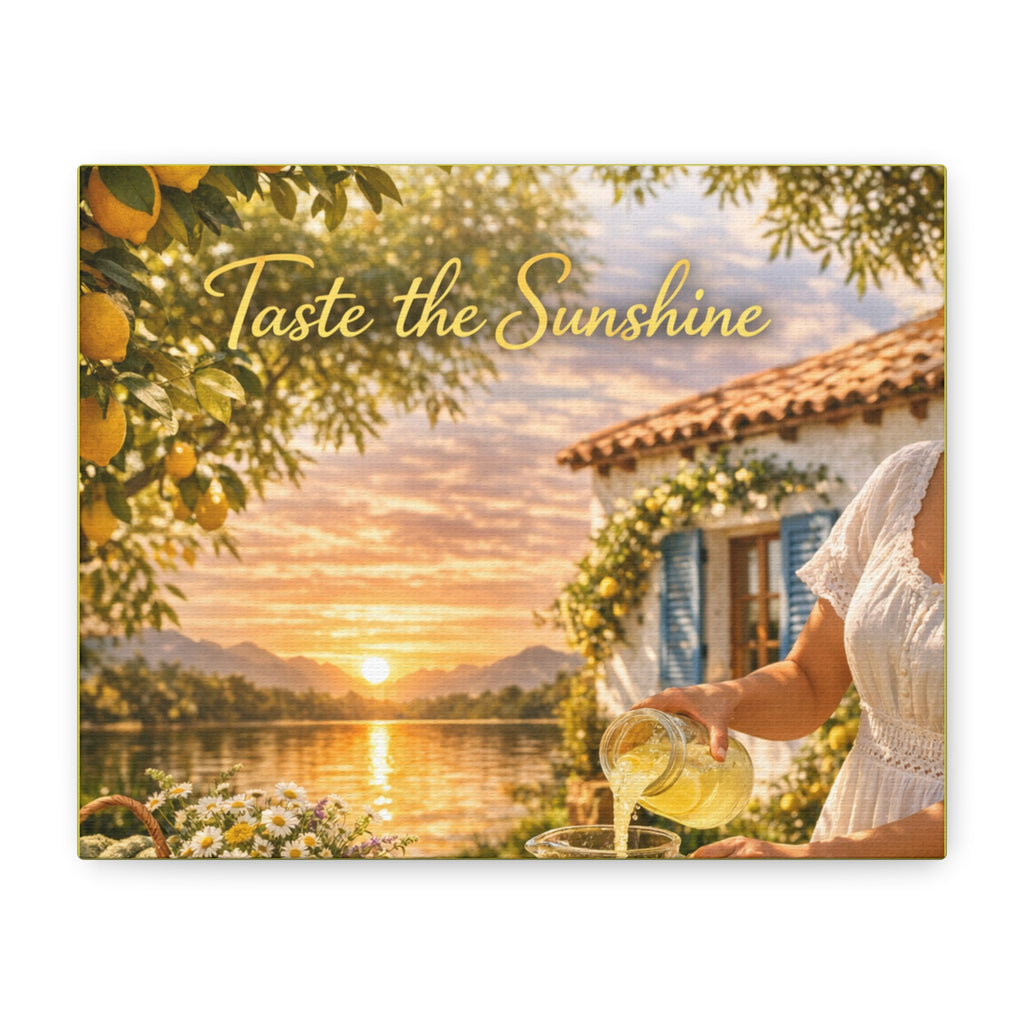 Taste the Sunshine Canvas Wall Art — Rustic Lemonade Lakeside Scene