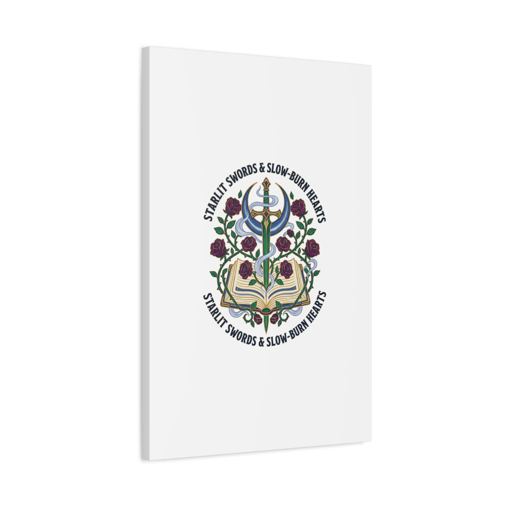 Starlit Swords & Slow‑Burn Hearts Canvas | Romantasy, Book Lover Art
