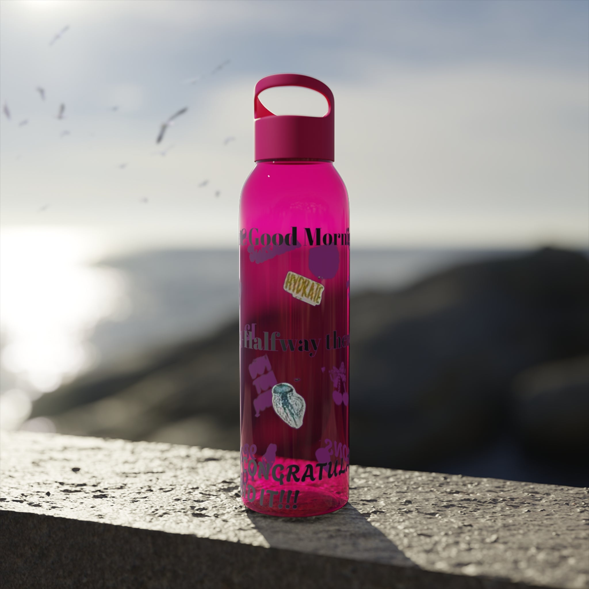 Motivational Sky Water Bottle — 'You Can Do This' Progress Time-Marker Bottle 21.9 oz