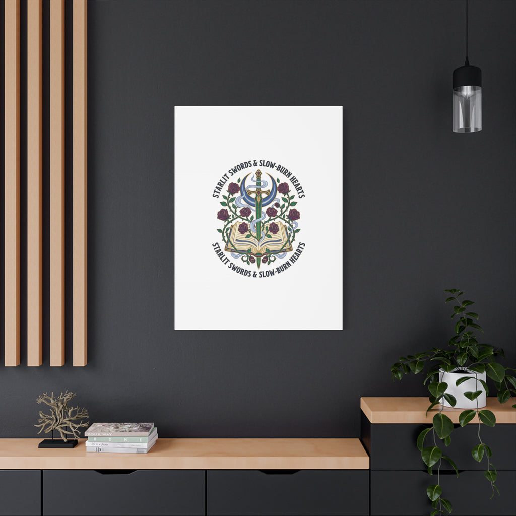 Starlit Swords & Slow‑Burn Hearts Canvas | Romantasy, Book Lover Art