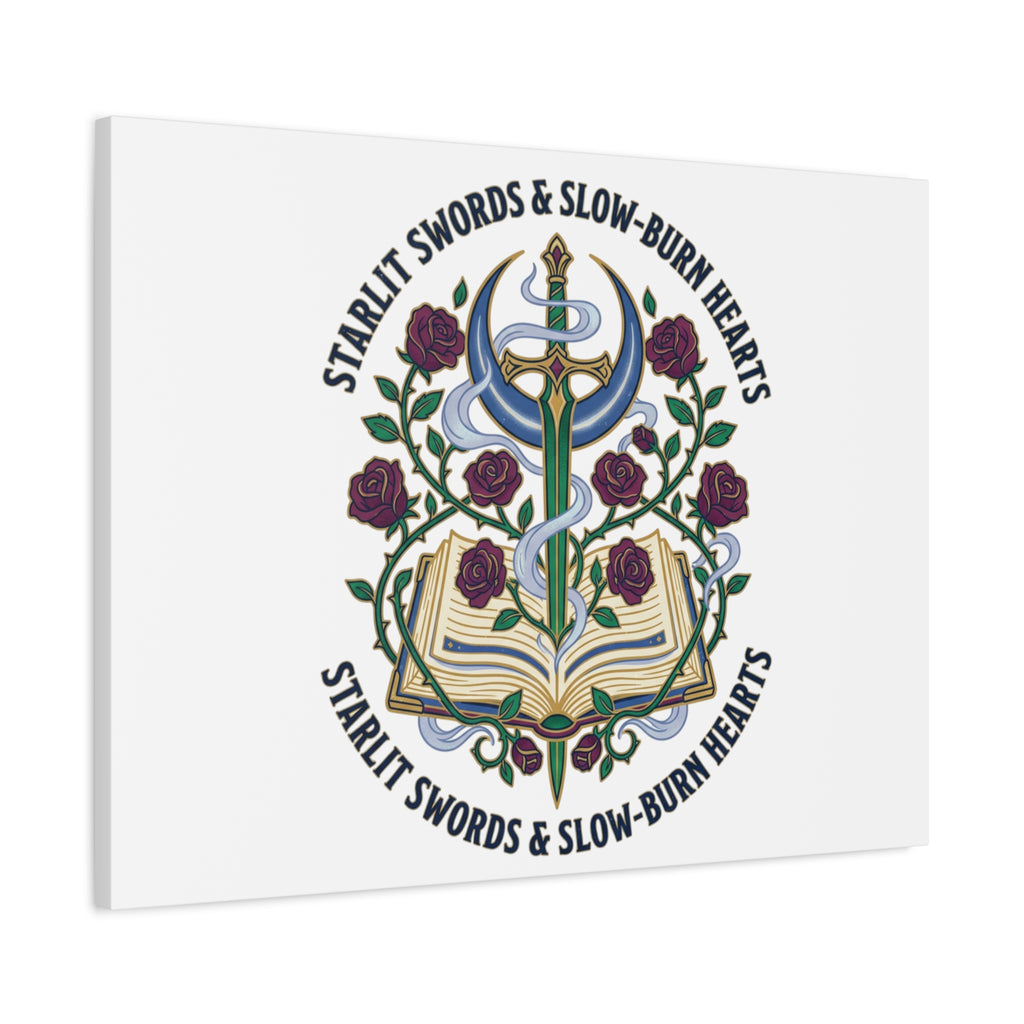 Starlit Swords & Slow‑Burn Hearts Canvas | Romantasy, Book Lover Art