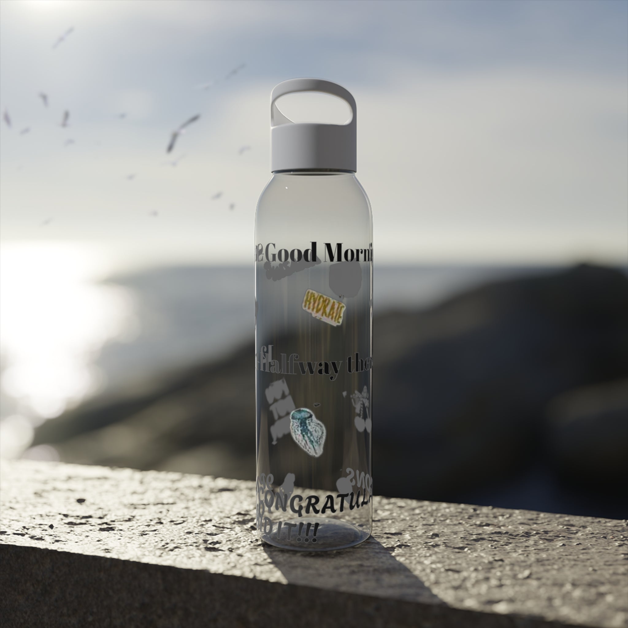 Motivational Sky Water Bottle — 'You Can Do This' Progress Time-Marker Bottle 21.9 oz