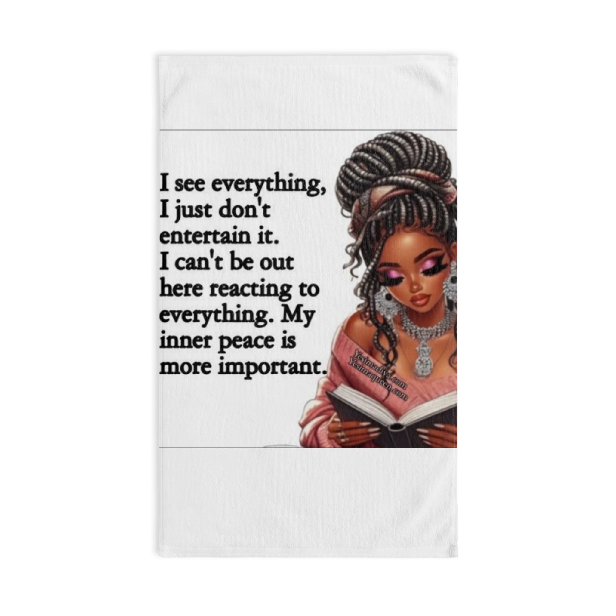Hand Towel — "My Inner Peace" Inspirational Black Woman Design