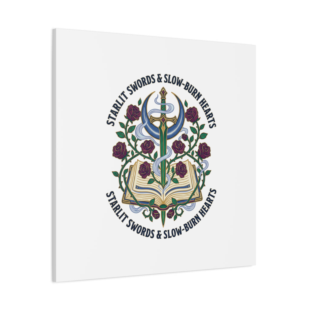 Starlit Swords & Slow‑Burn Hearts Canvas | Romantasy, Book Lover Art