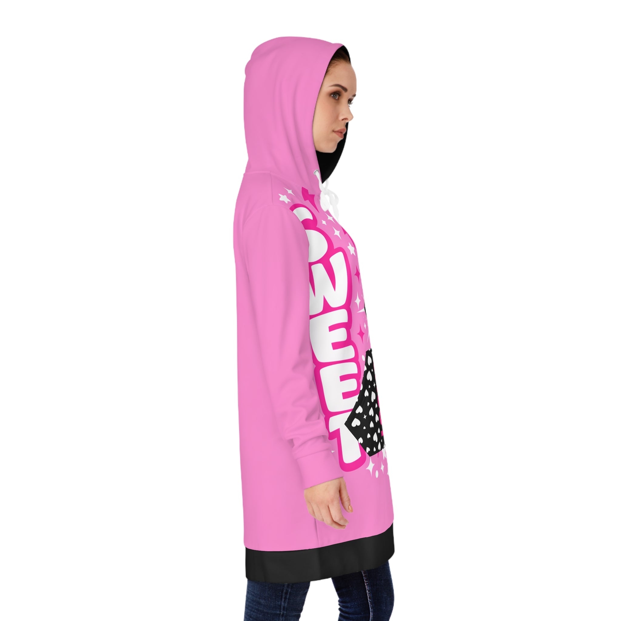 Sweet & Sassy Hoodie Dress – Pink Black Diamond Graphic