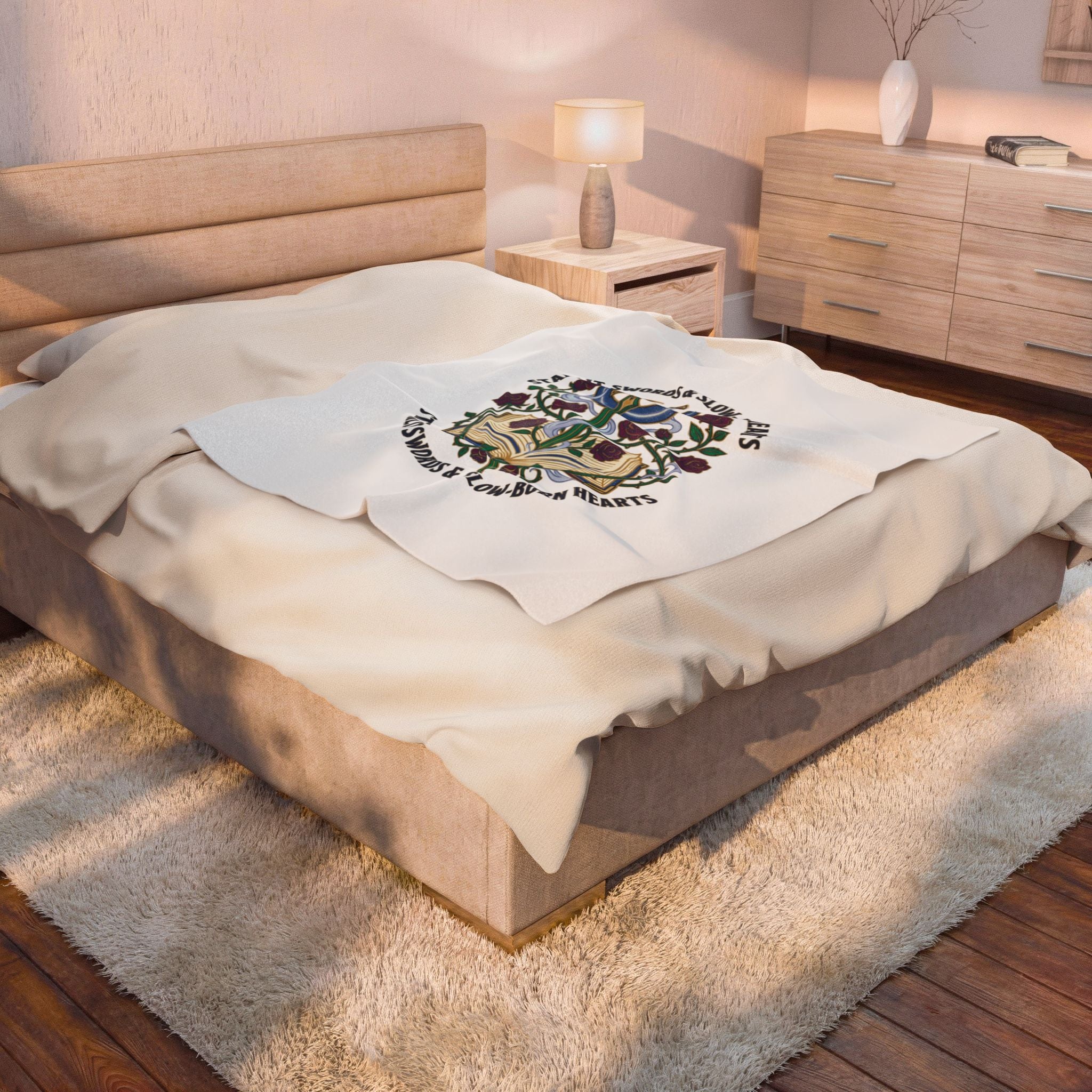 Starlit Swords & Slow-Burn Hearts Velveteen Plush Blanket | Romantasy, Book Lover