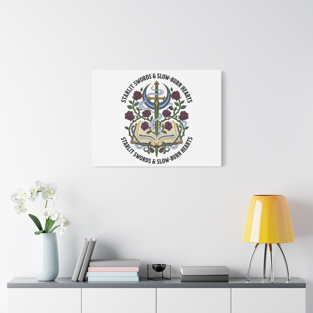 Starlit Swords & Slow‑Burn Hearts Canvas | Romantasy, Book Lover Art