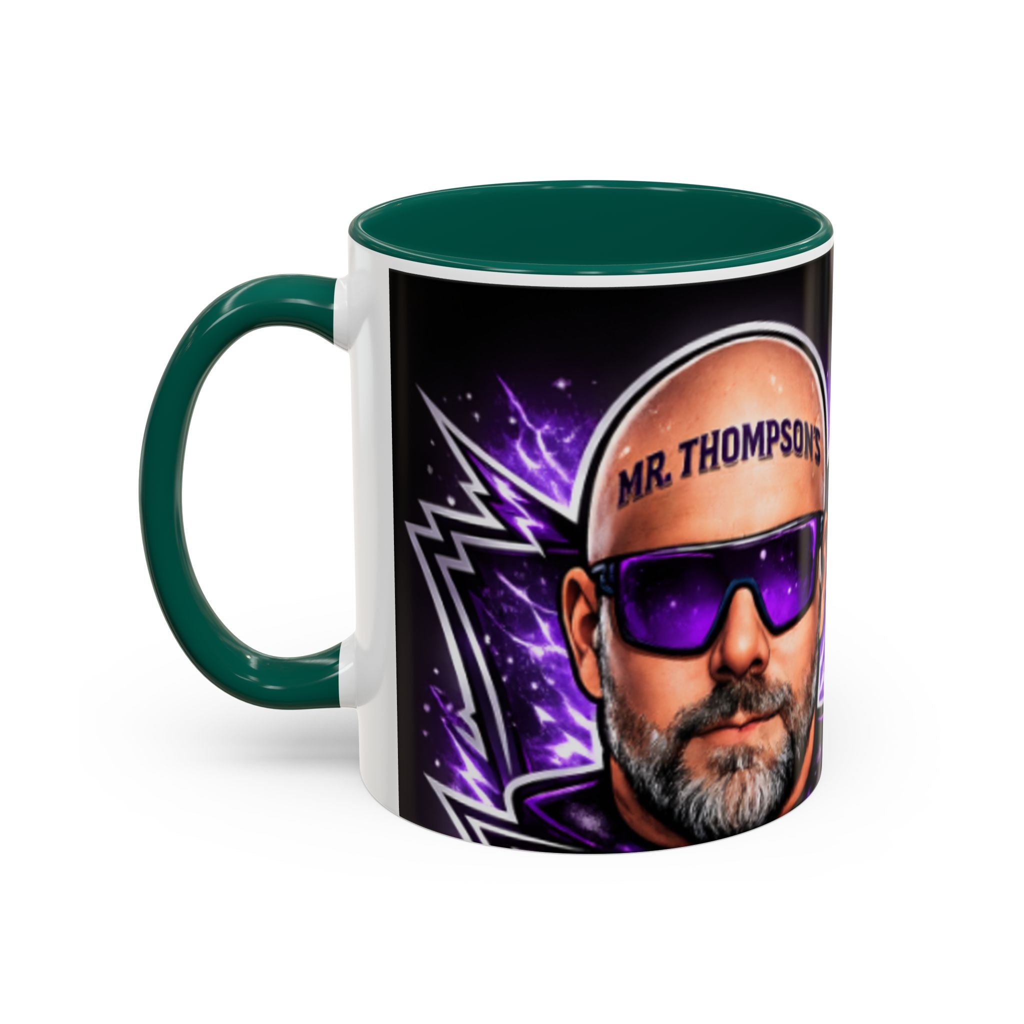 Bald Headed Gamer Purple Lightning Coffee Mug (11oz/15oz)