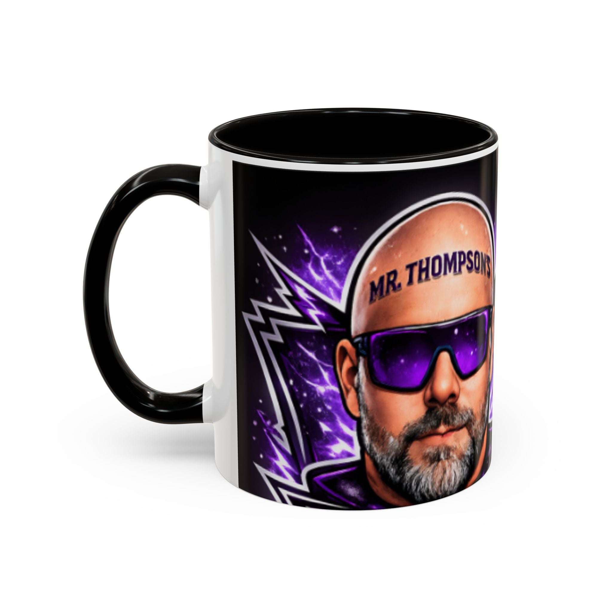 Bald Headed Gamer Purple Lightning Coffee Mug (11oz/15oz)