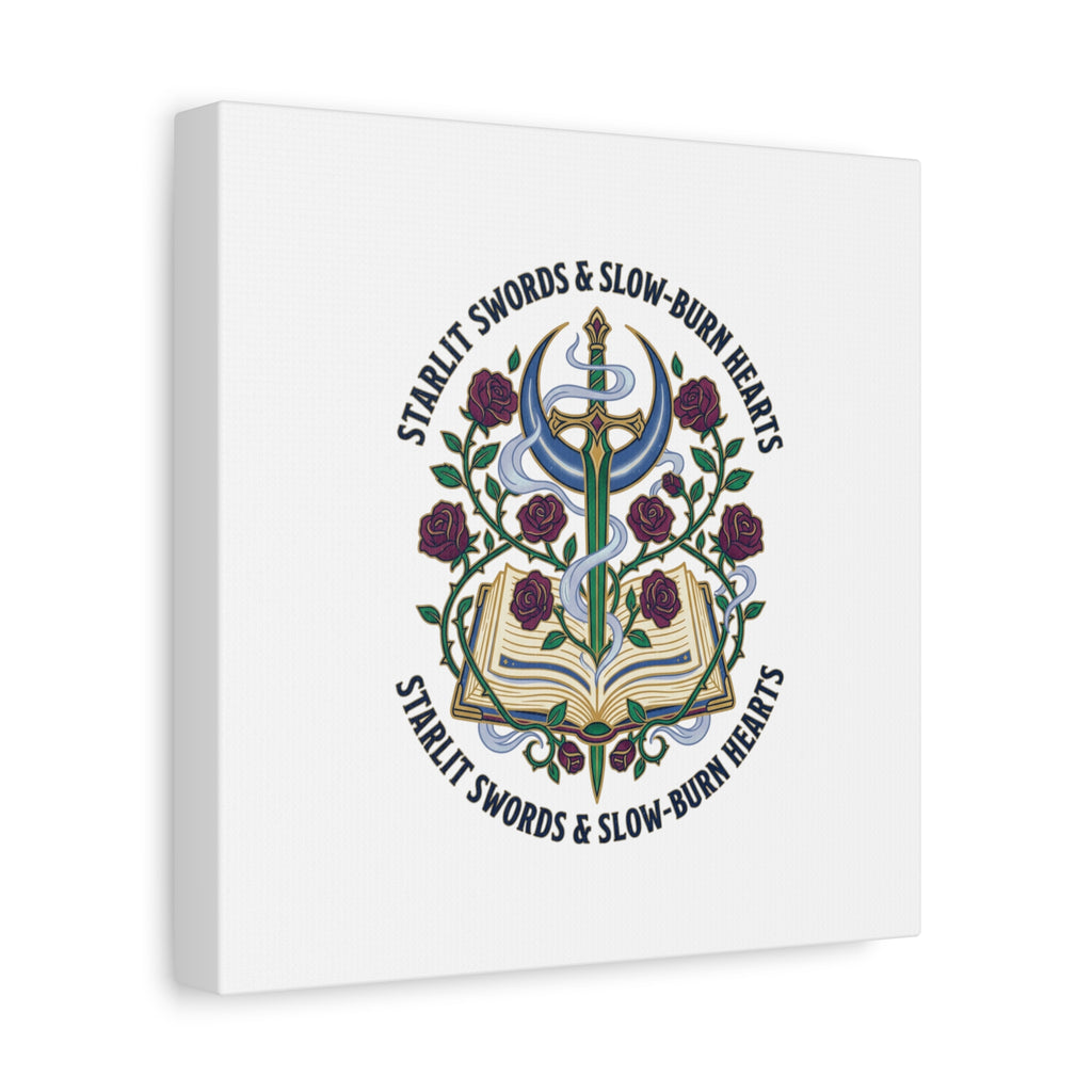 Starlit Swords & Slow‑Burn Hearts Canvas | Romantasy, Book Lover Art