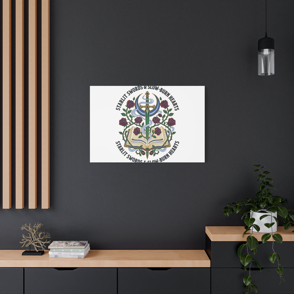 Starlit Swords & Slow‑Burn Hearts Canvas | Romantasy, Book Lover Art