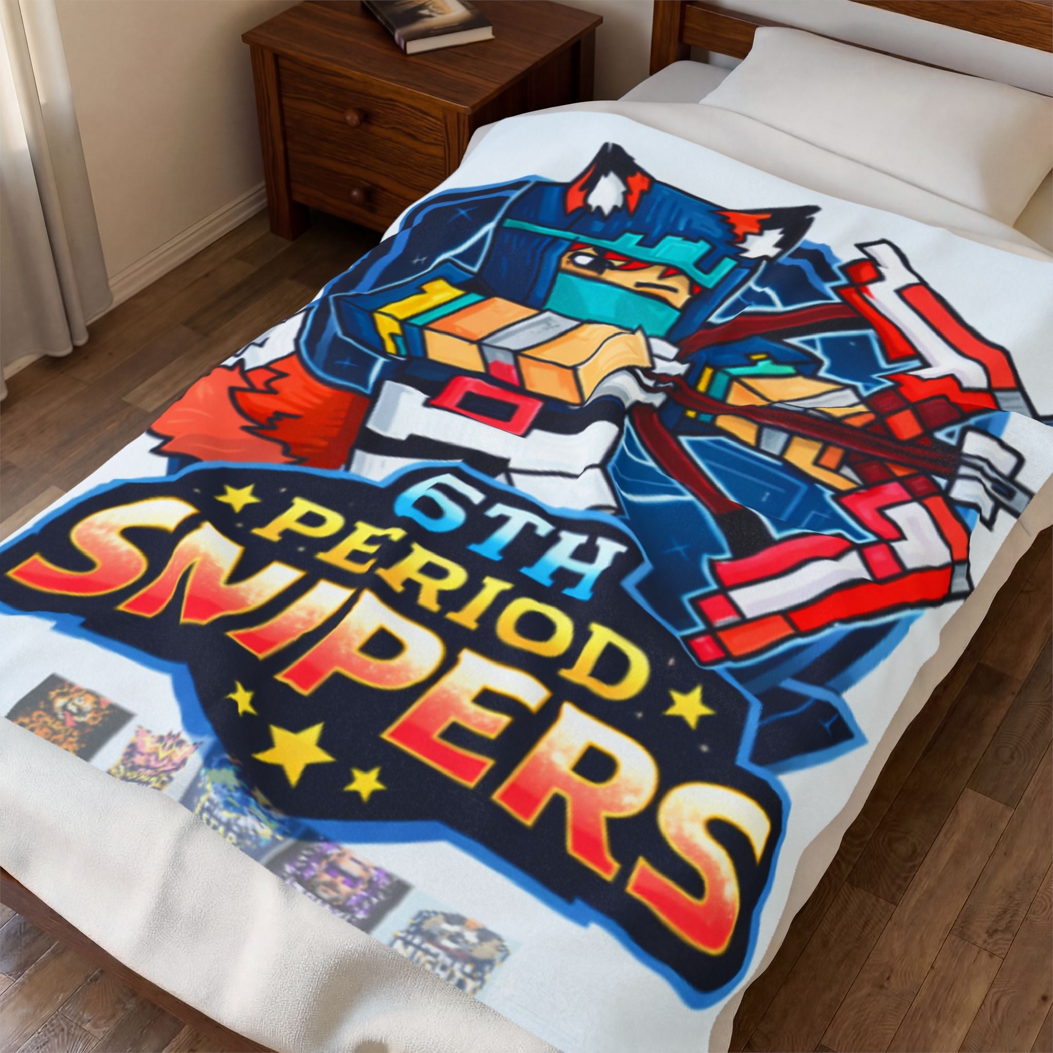 Velveteen Blanket - "6th Period Snipers" Gaming Plush Throw for Kids & Teens