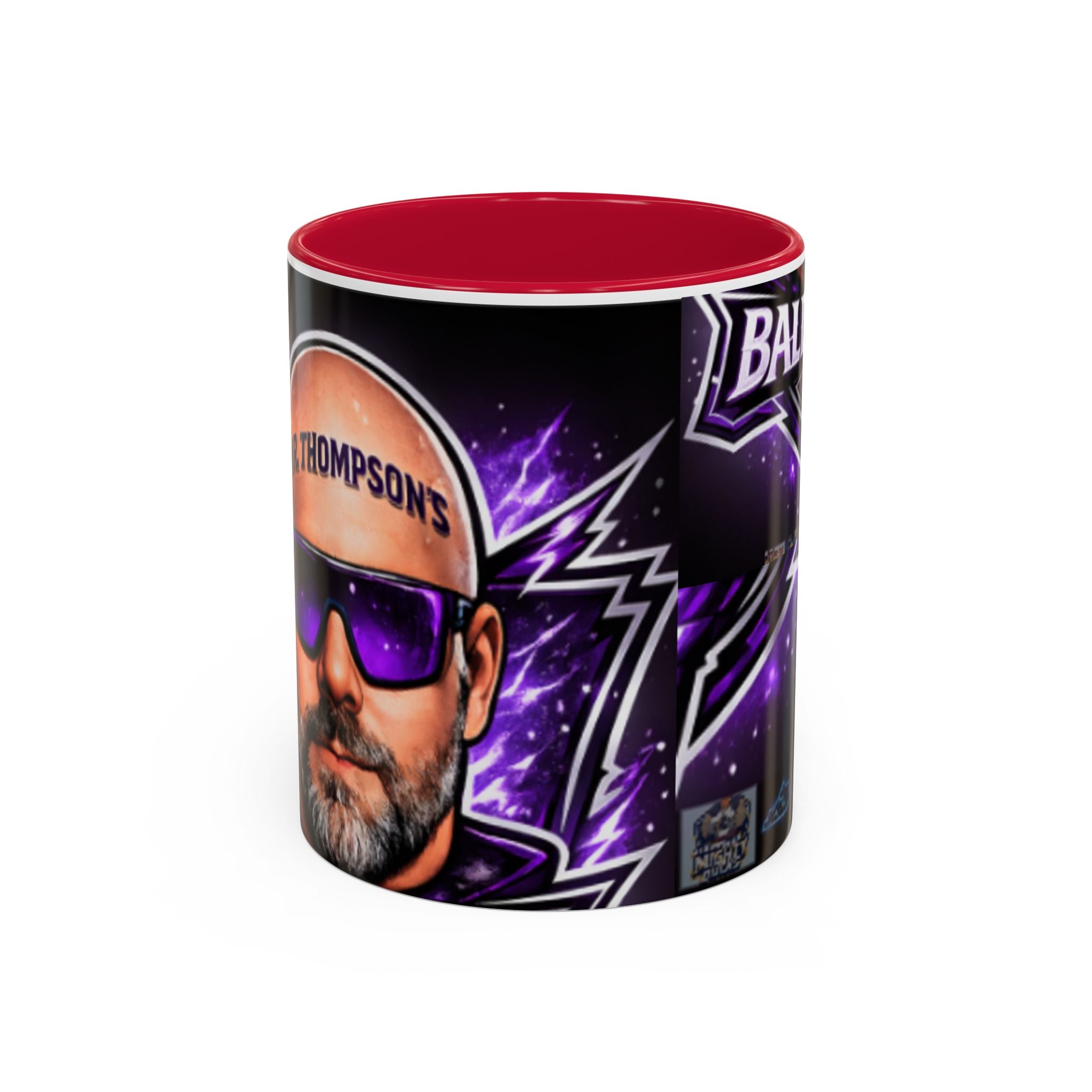Bald Headed Gamer Purple Lightning Coffee Mug (11oz/15oz)