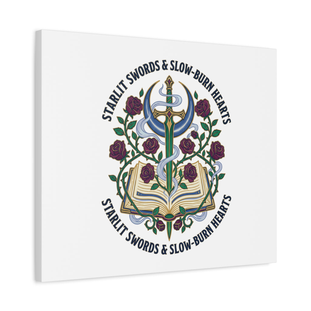 Starlit Swords & Slow‑Burn Hearts Canvas | Romantasy, Book Lover Art