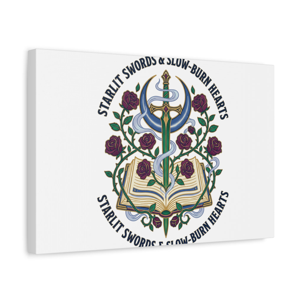Starlit Swords & Slow‑Burn Hearts Canvas | Romantasy, Book Lover Art