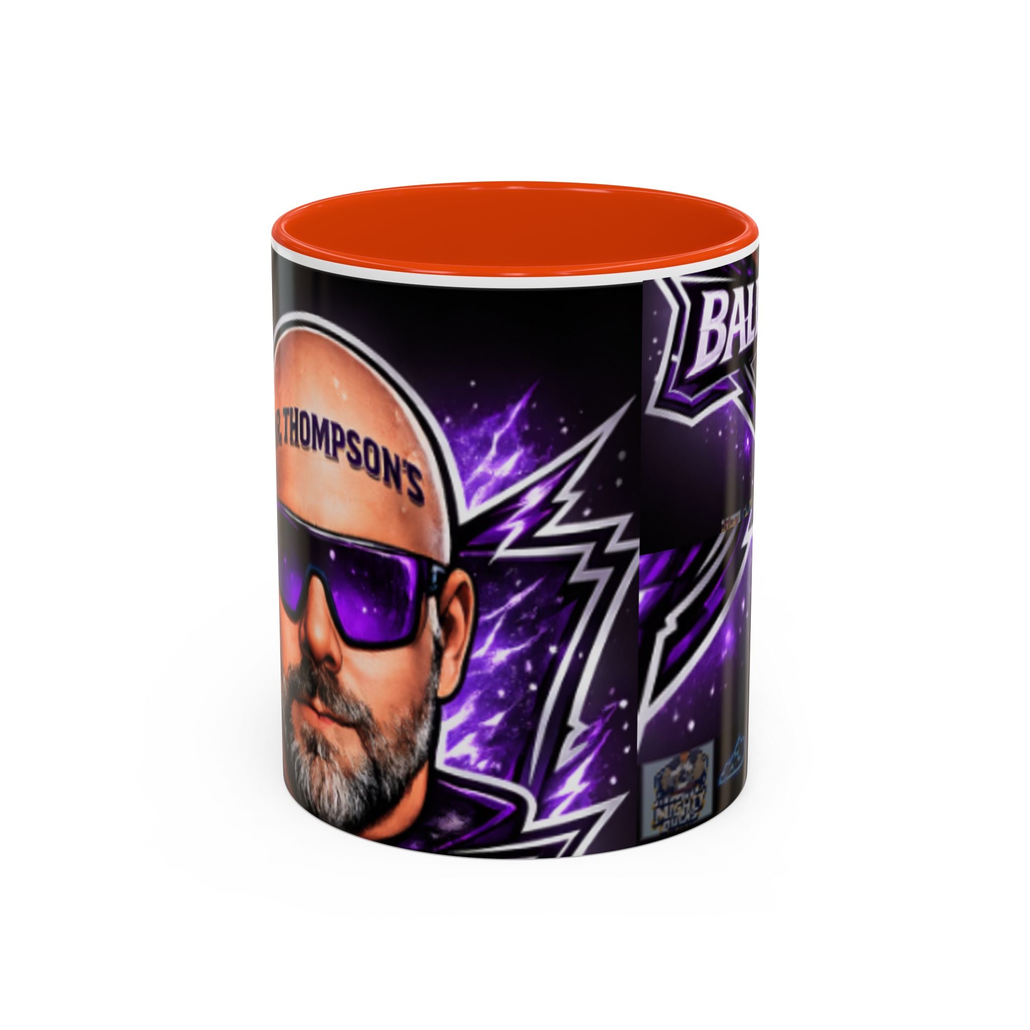 Bald Headed Gamer Purple Lightning Coffee Mug (11oz/15oz)