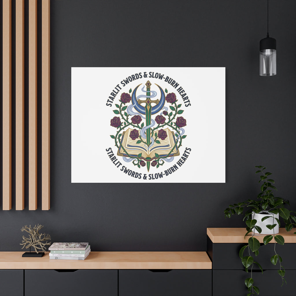 Starlit Swords & Slow‑Burn Hearts Canvas | Romantasy, Book Lover Art